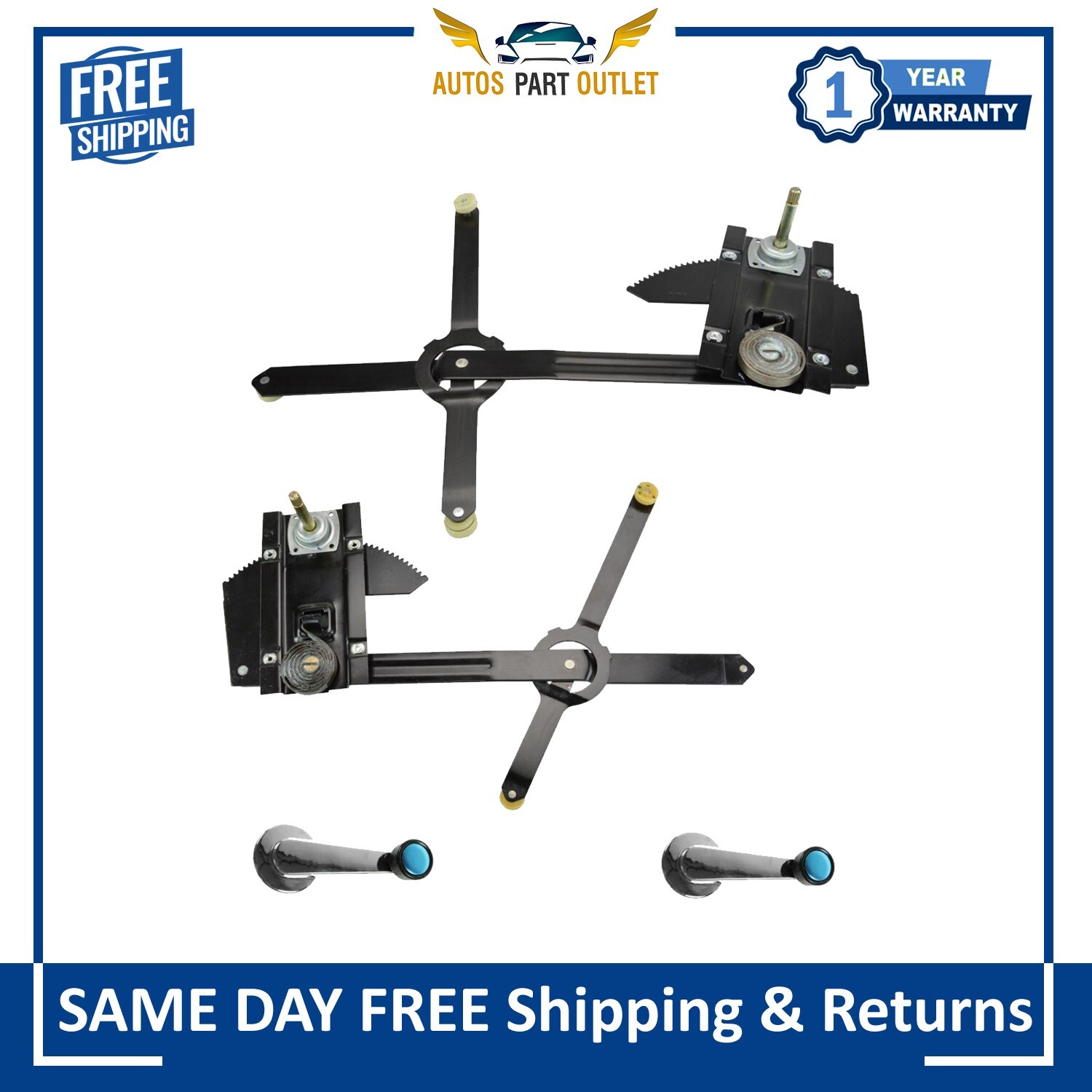 New Front Manual Window Regulators & Crank Handles Kit For 81-91 Chevy GMC