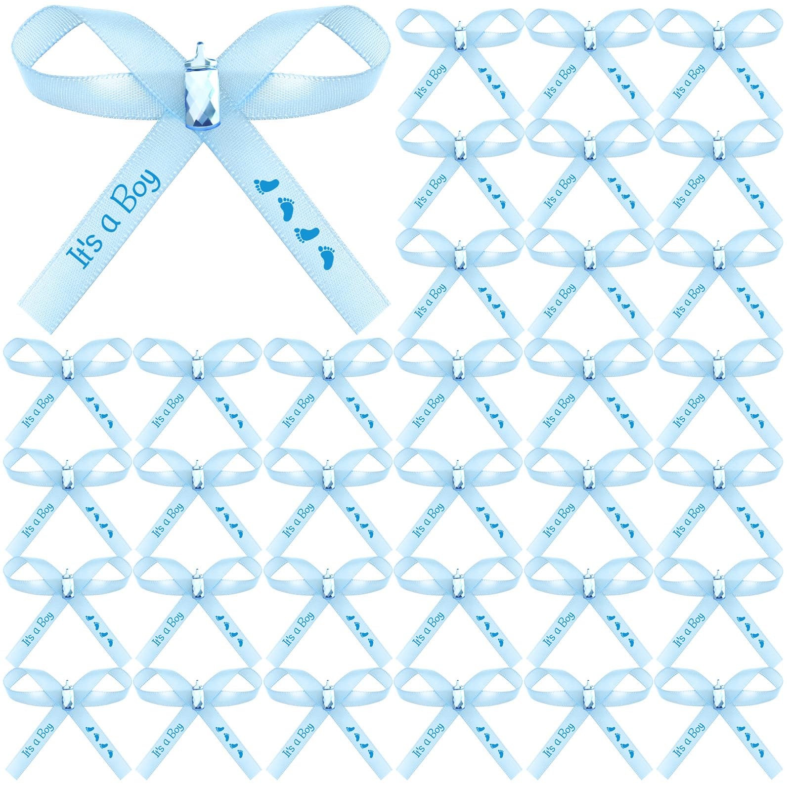 Juexica 100 Pcs Baby Shower Ribbons Light Blue Bows 3\