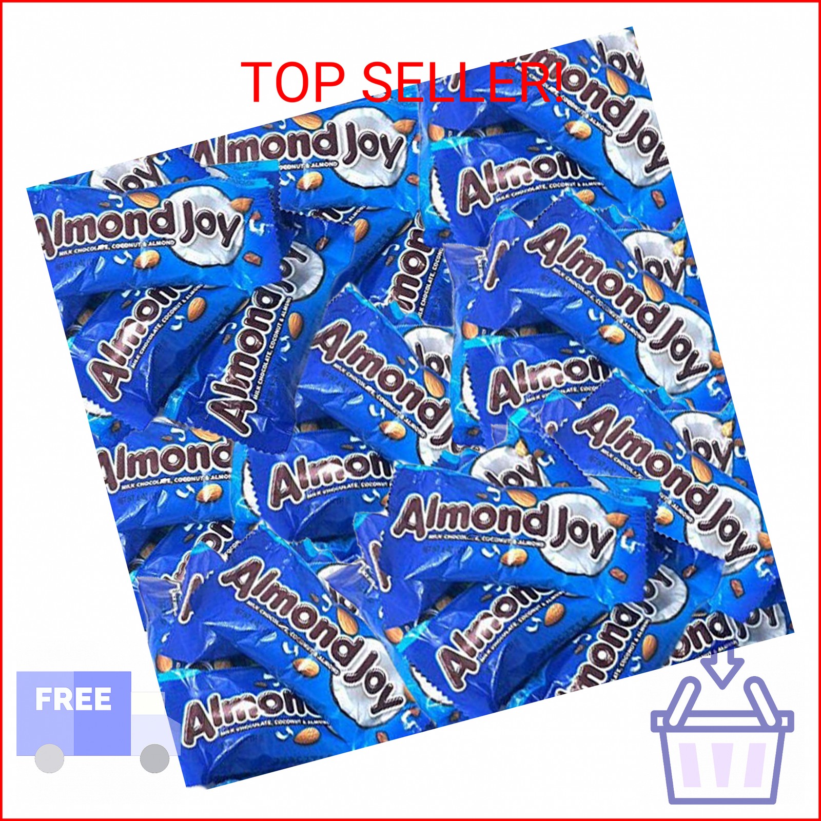 Almond Joy Bars, Milk Chocolate Coconut Filled Snack Size Treats, 3 Pounds