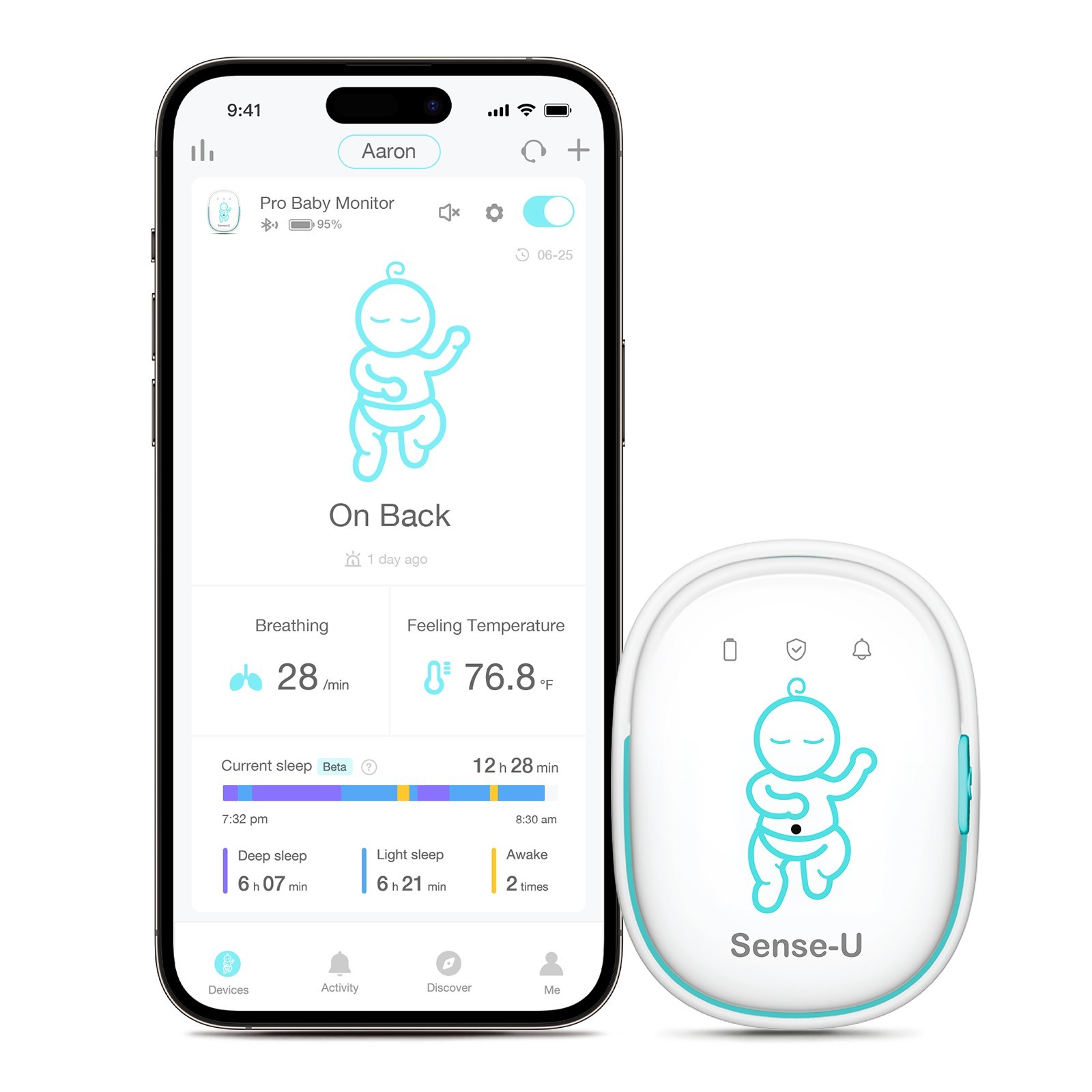 Sense-U Pro Baby Monitor : Tracks Movement, Rollover, Feeling Temperature