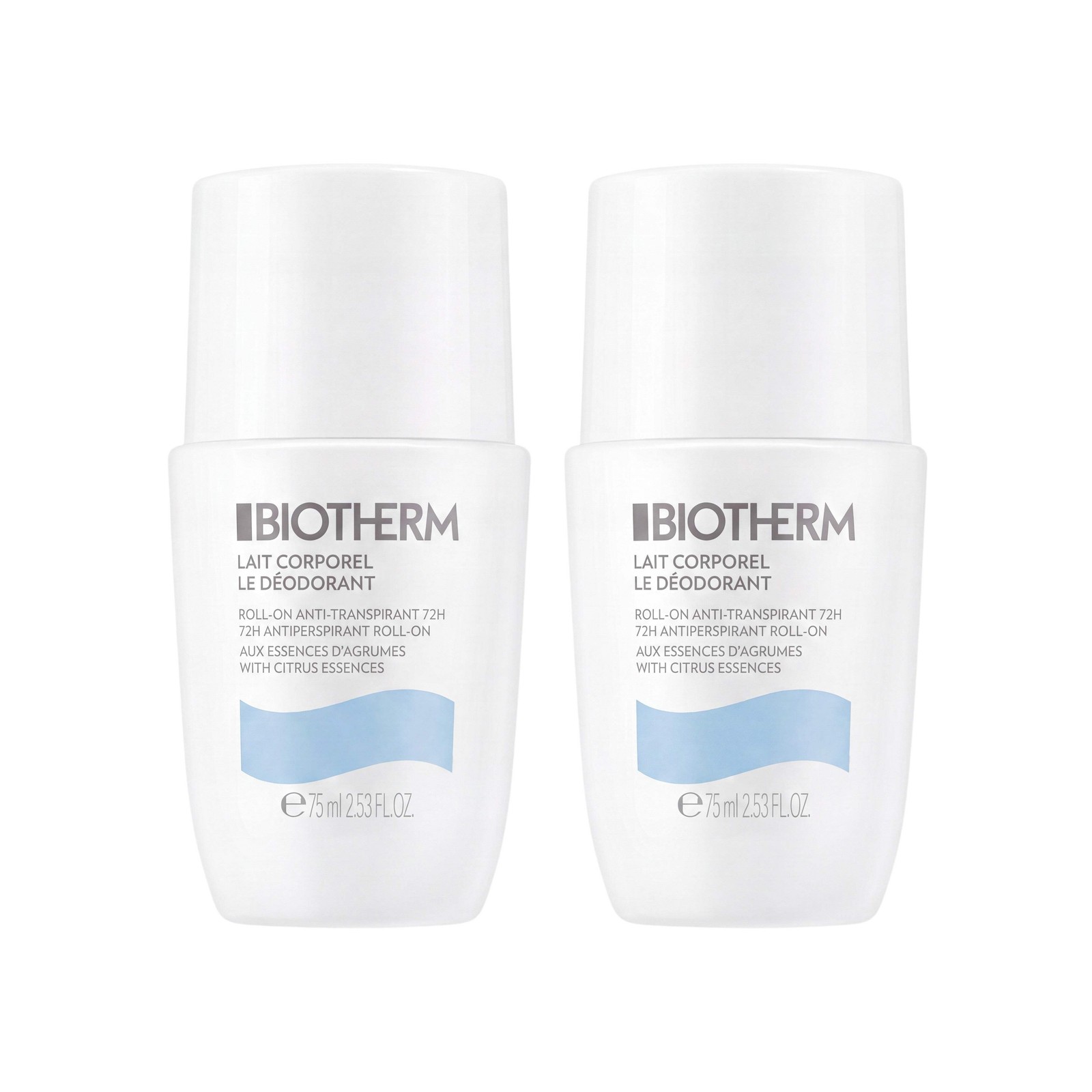 Biotherm Lait Corporel Le Déodorant Roll-On Duo with Citrus Essences 72H – 2 x 7