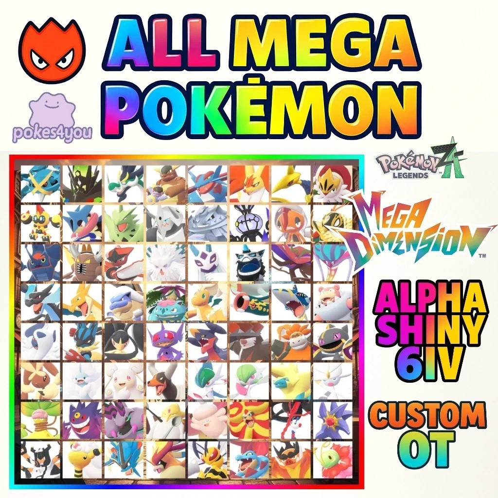 Pokémon Legends ZA All 65x Shiny Alpha Mega 6IV Battle Ready Bundle Fast Trade ✨