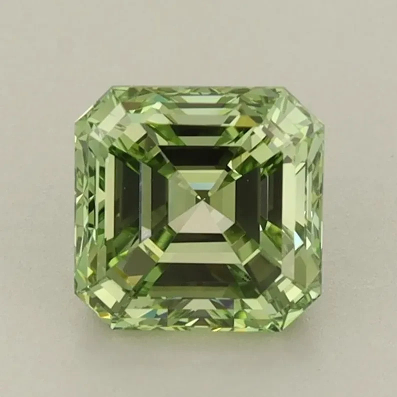 CERTIFIED 5.20 Carat Natural Olive Green Diamond Asscher Cut LOOSE VVS1/ 9.0 mm