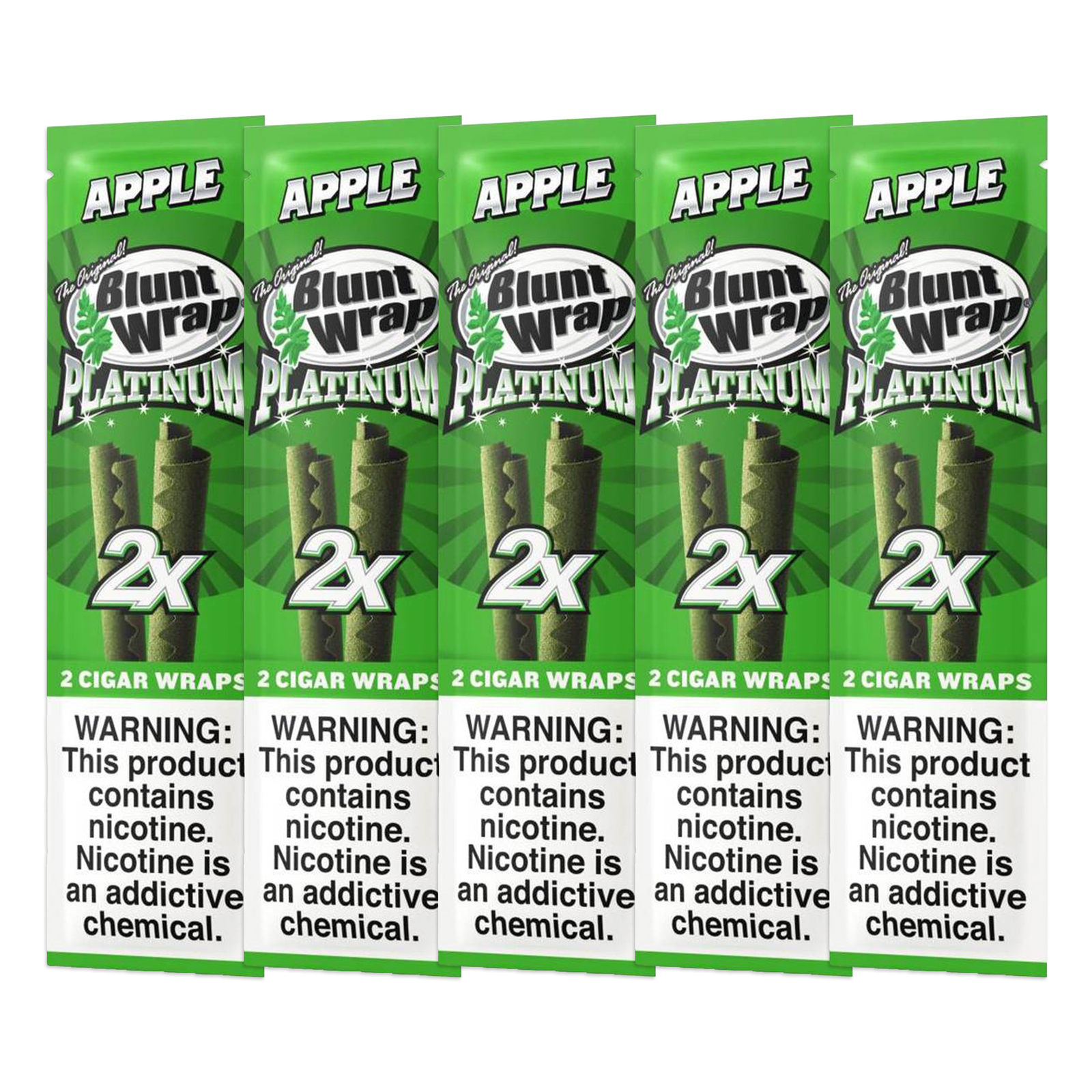 Double Platinum Wraps - Green Apple Flavor Wraps - 5 Pouches (2 Per Pack) Double Platinum Wraps - Green Apple Flavor Wraps - 5 Pouches (2 Per Pack)