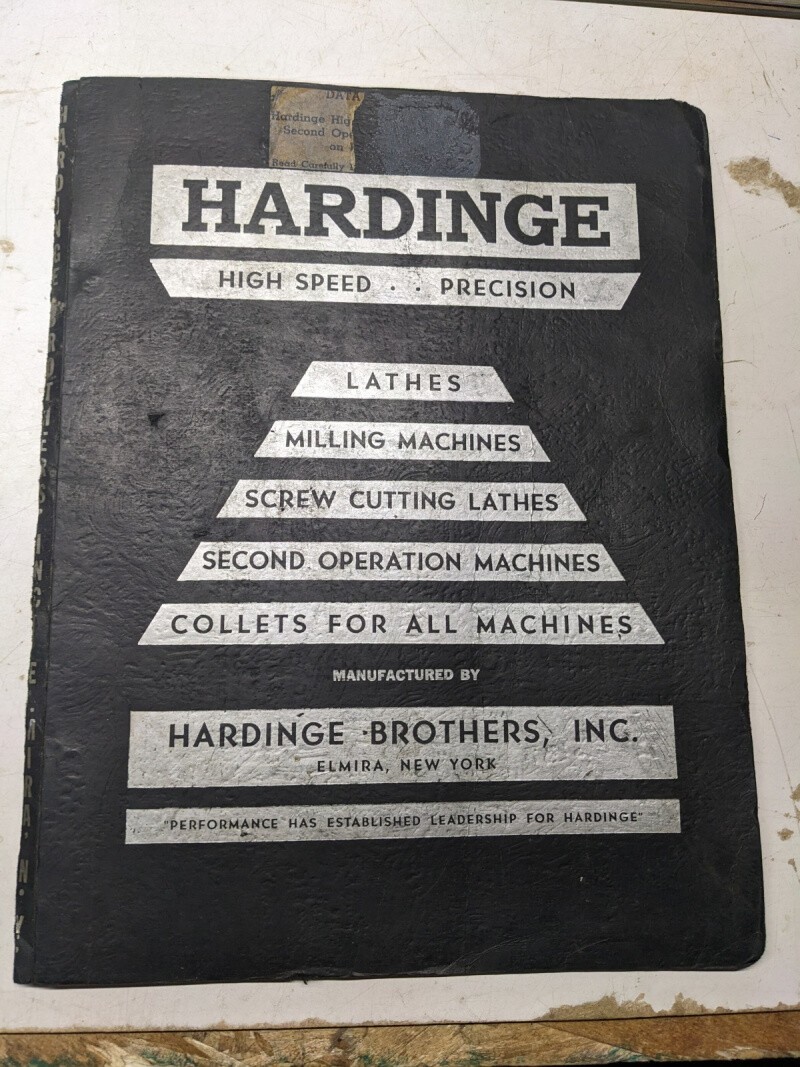 HARDINGE OPERATOR SERVICE MANUAL SECOND OPERATION MACHINES LATHE MILL SHOP BOOK