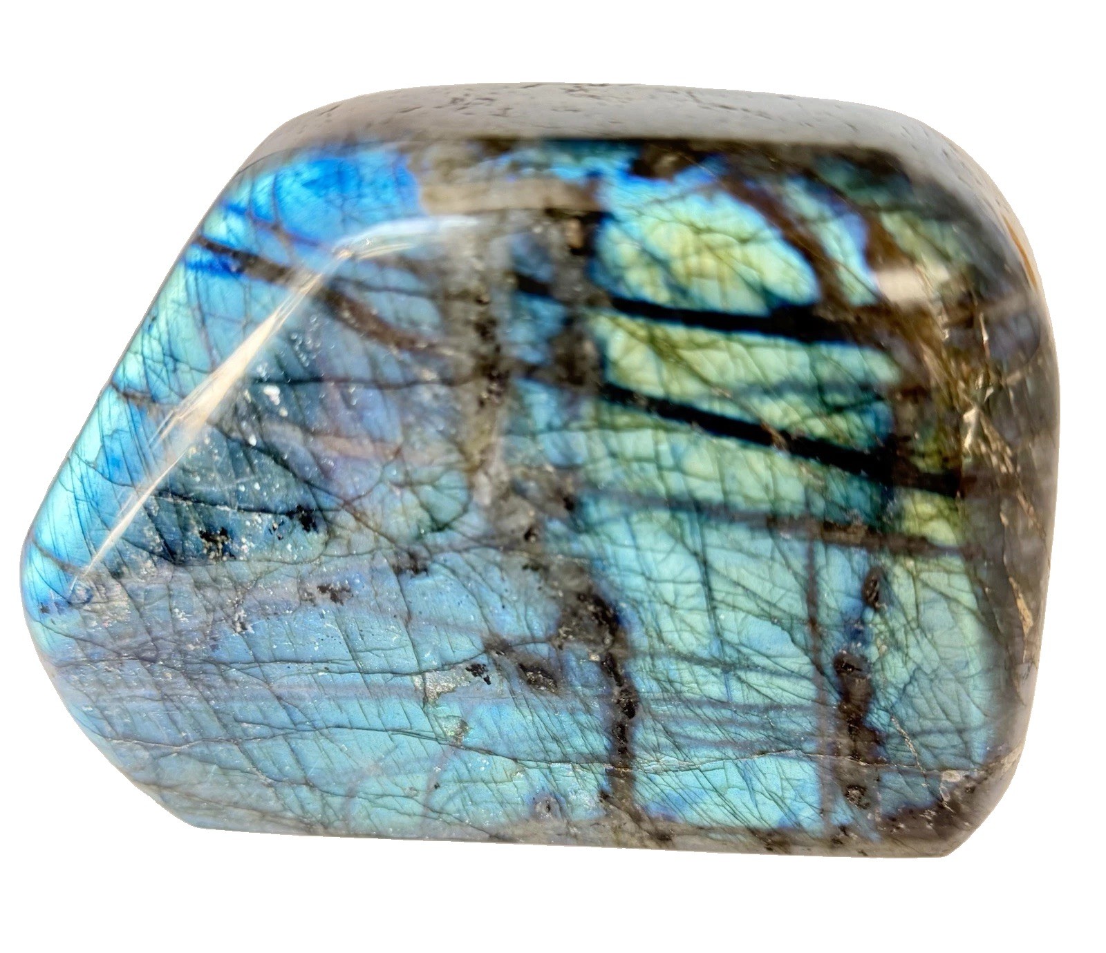 6 Lb. Large Gorgeous Blue Flash Labradorite Freeform Quartz Crystal 6 Lb. Large Gorgeous Blue Flash Labradorite Freeform Quartz Crystal