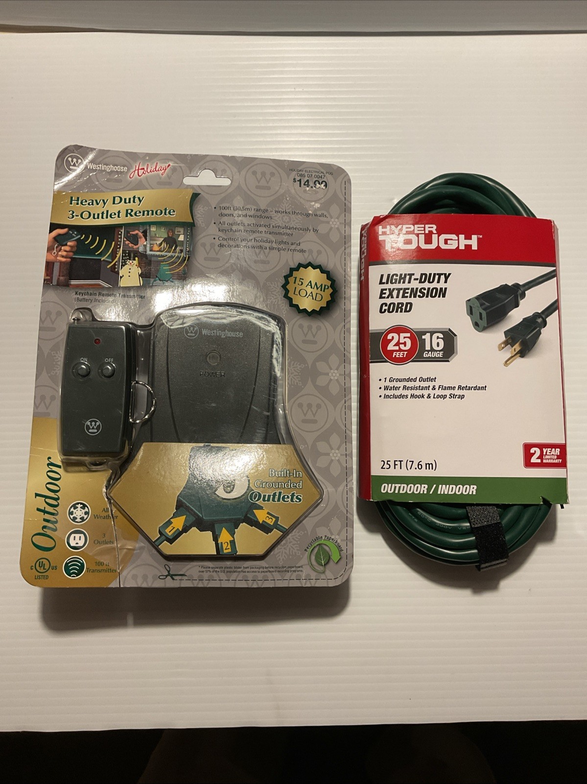Outdoor Wireless Remote Control 3 Outlet 15AMP Hyper Tough 25’ Cord Westinghous