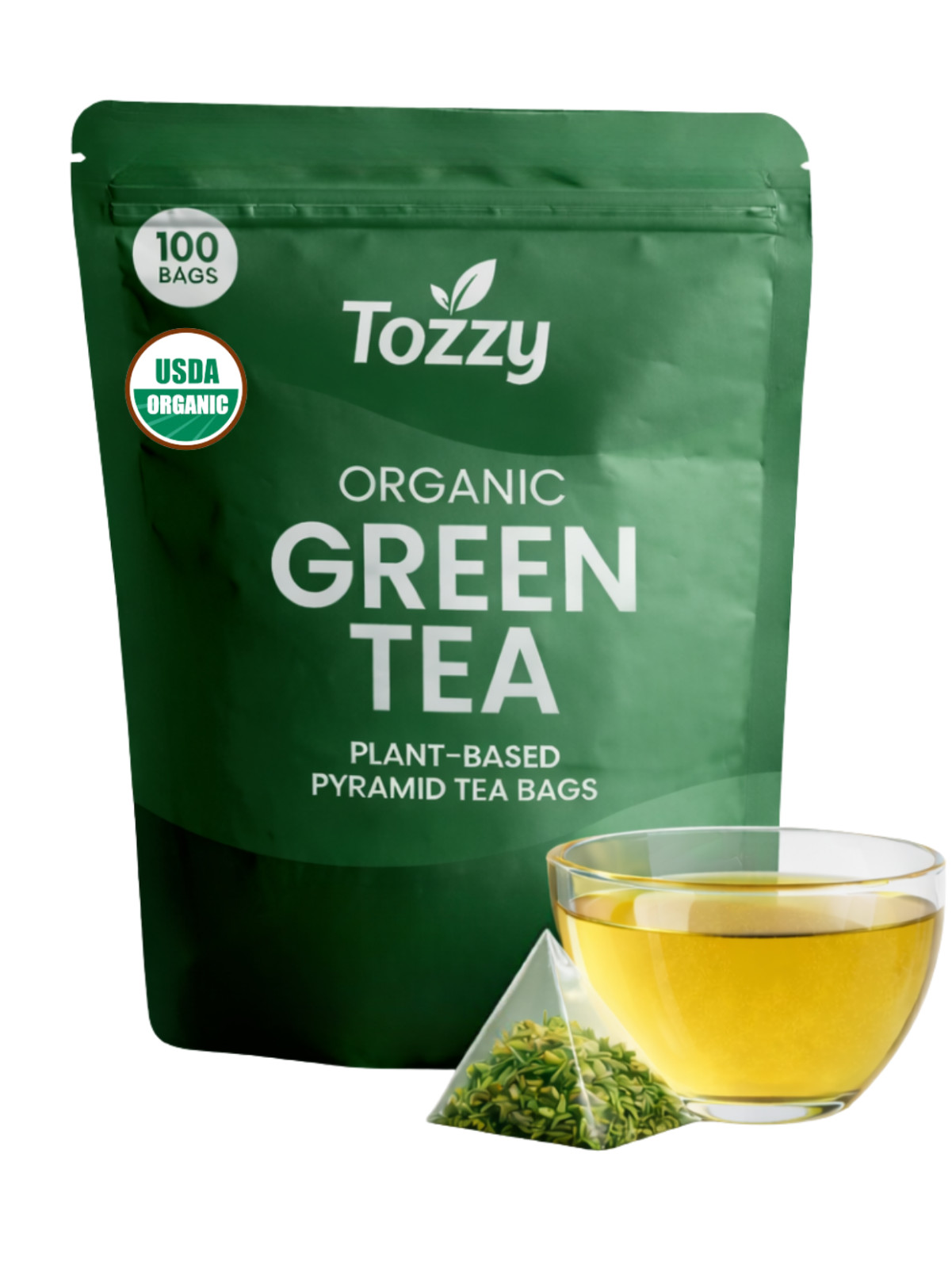 USDA Organic Green Tea – 100 Pyramid Bags