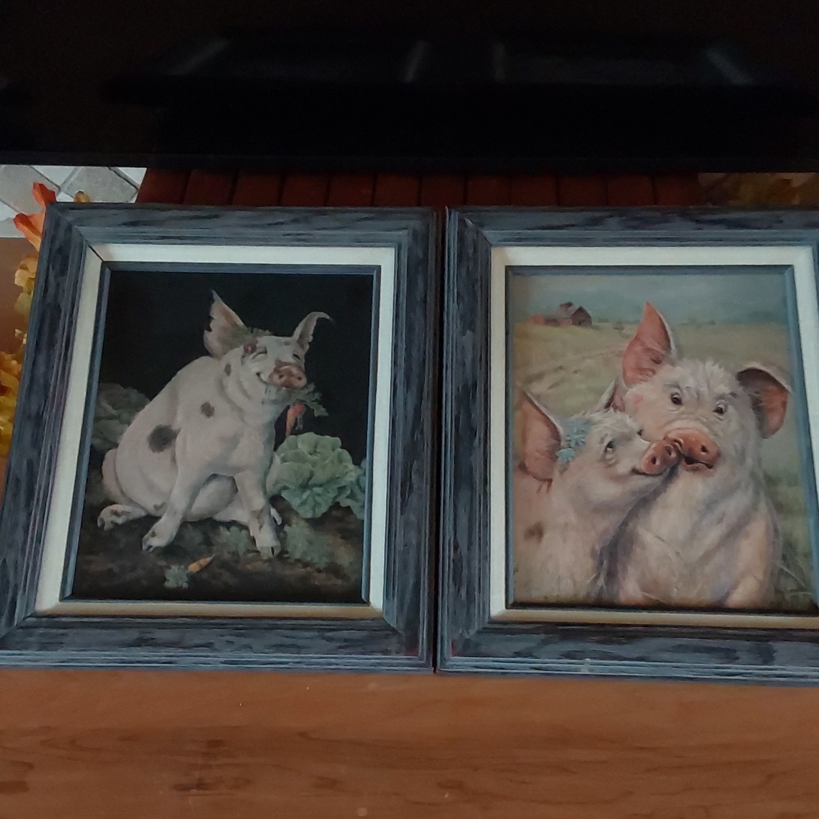 Lowell Herrero Framed Original Oil on Canvas Pig Paintings Set of 2 1991 Lowell Herrero Framed Original Oil on Canvas Pig Paintings Set of 2 1991