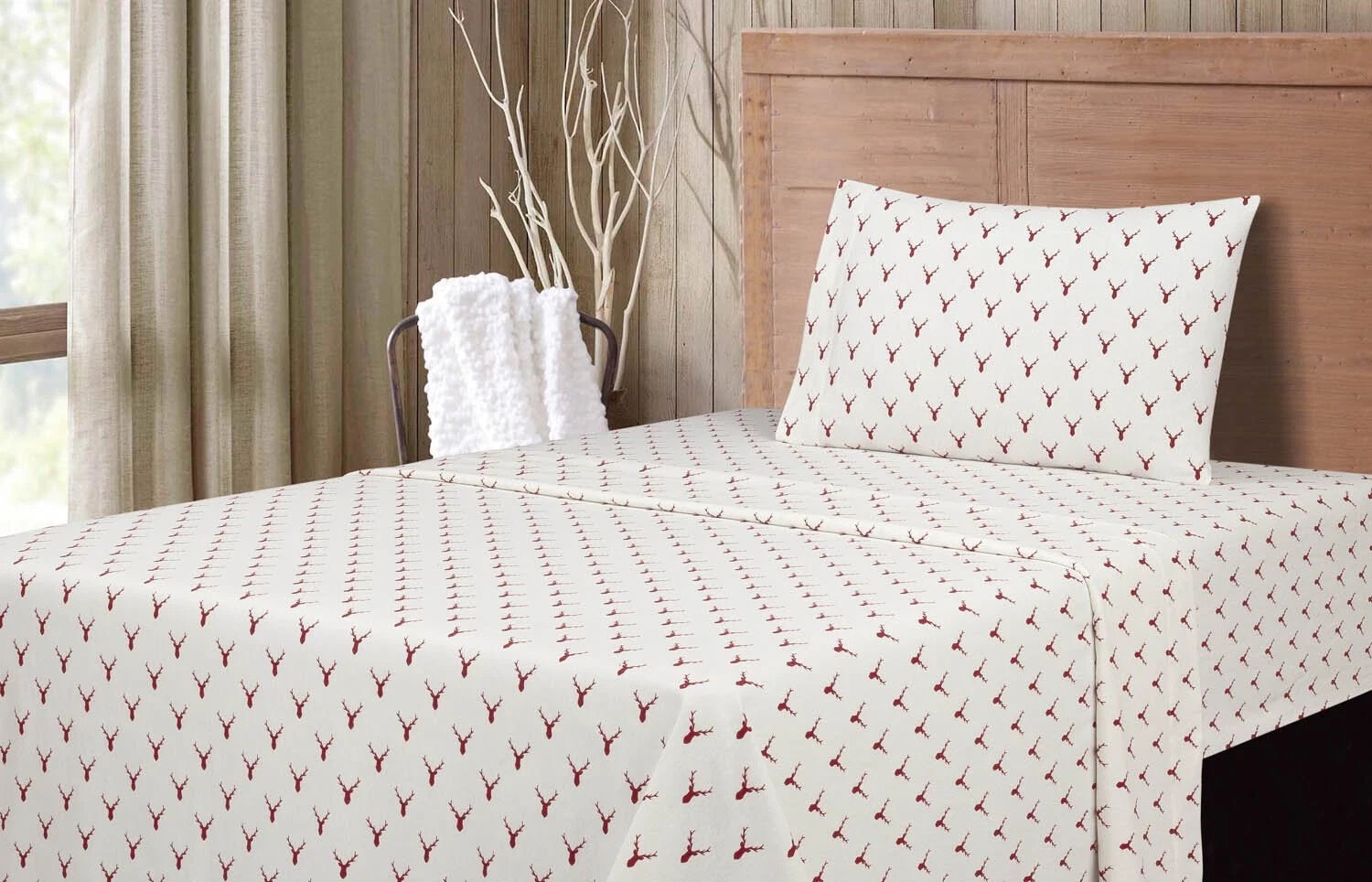 Mainstays 4-Piece Flannel Sheet Set 100% Cotton Stags Warm Soft Size Full Mainstays 4-Piece Flannel Sheet Set 100% Cotton Stags Warm Soft Size Full