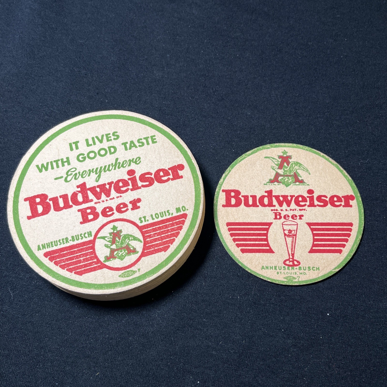 Vintage Budweiser Beer Anheuser Busch 10 Cardboard Coasters St Louis Missouri Vintage Budweiser Beer Anheuser Busch 10 Cardboard Coasters St Louis Missouri