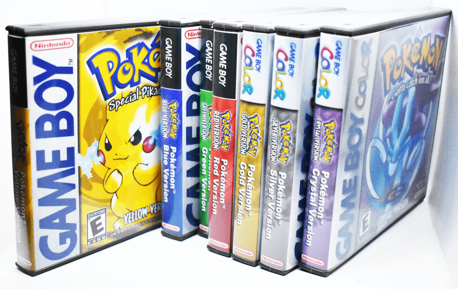 Pokemon Blue Red Green Yellow Crystal Gold Silver Display Cases GBC Cases (7pcs)