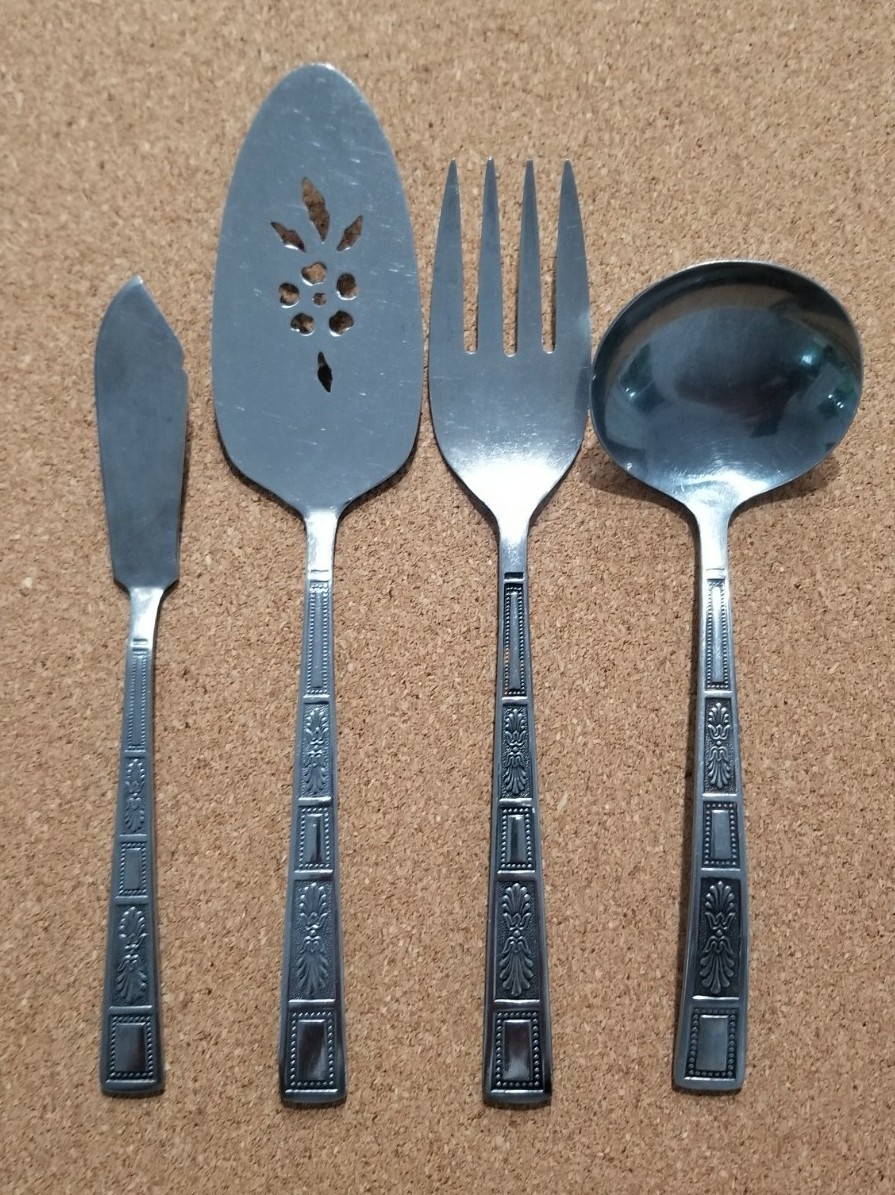 VTG LIFETIME Silver Leaves MCM Stainless Flatware Serving Utensil VTG LIFETIME Silver Leaves MCM Stainless Flatware Serving Utensil