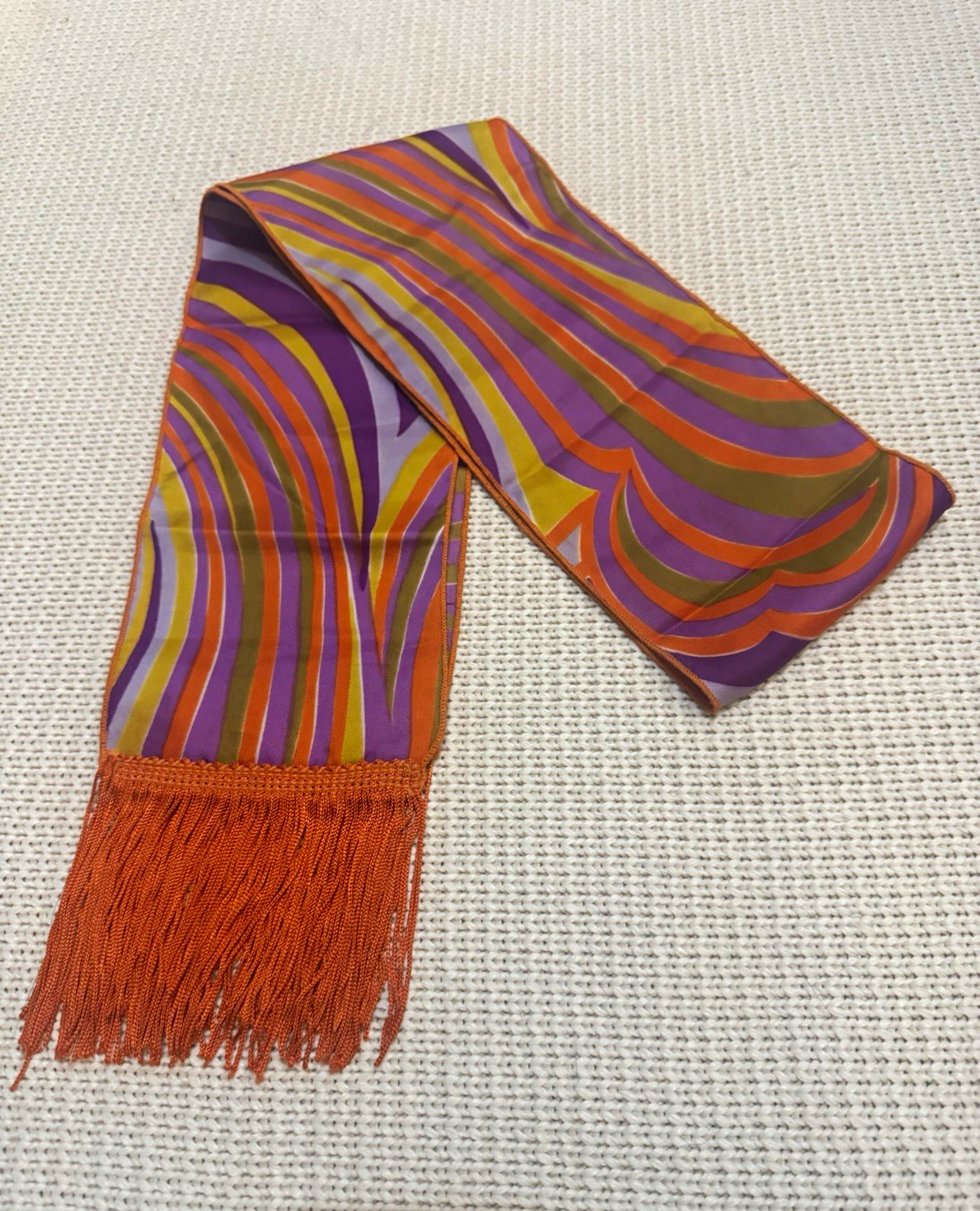 VTG 60s/70s Women’s Retro Groovy Purple Orange Fringe Scarf