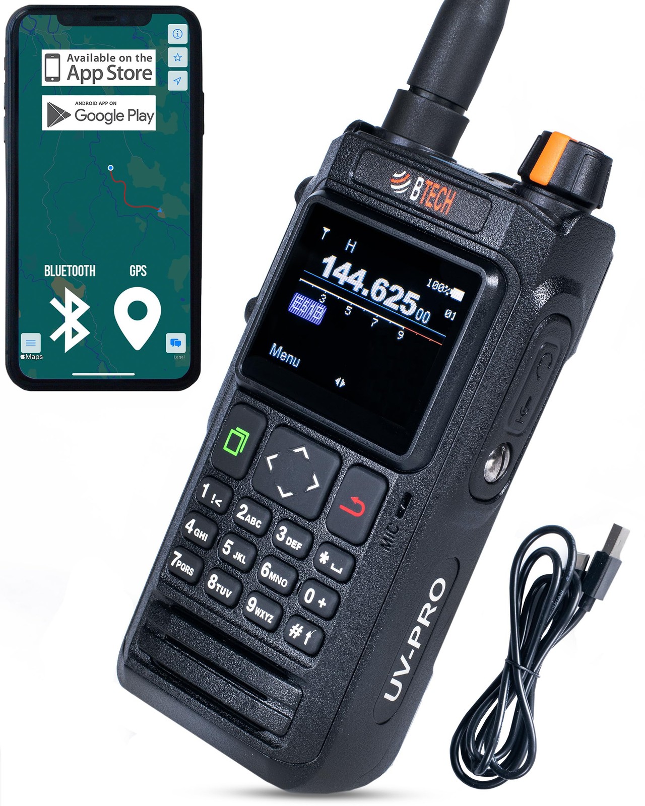 BTECH UV-PRO IP67 Dual Band VHF/UHF Two-Way Radio - APRS, Bluetooth, GPS, Tex...