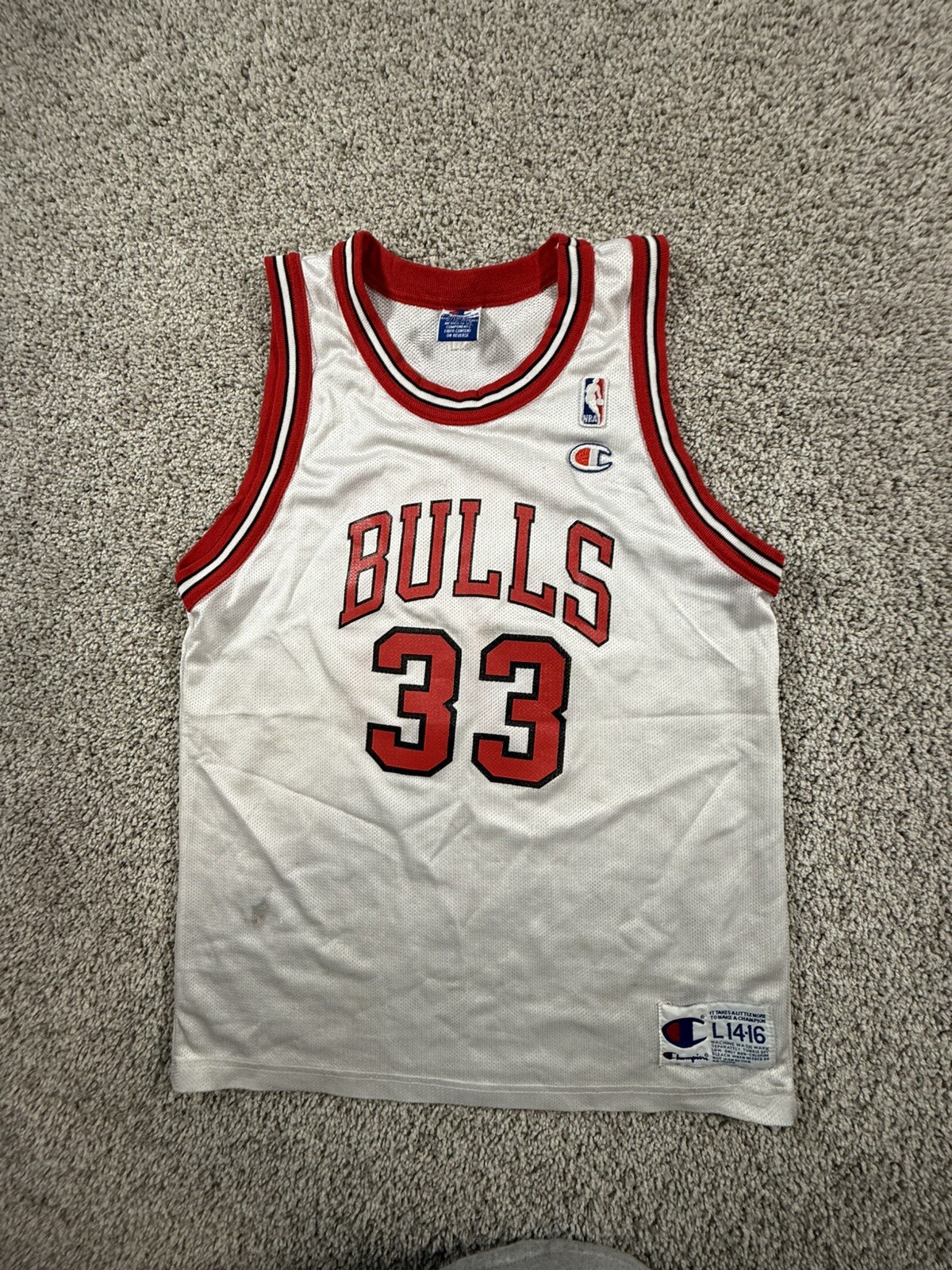 Champion Scottie Pippen Chicago Bulls NBA Basketball Jersey VTG 90s Youth Large Champion Scottie Pippen Chicago Bulls NBA Basketball Jersey VTG 90s Youth Large