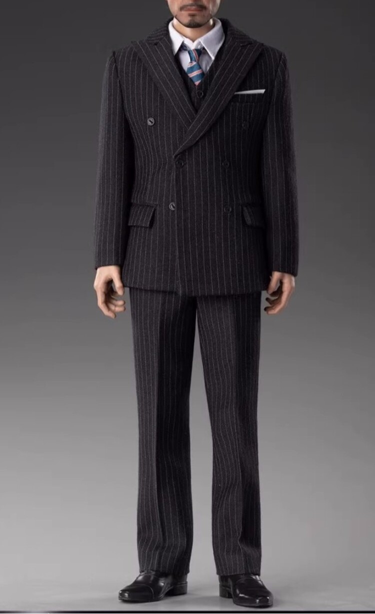 1Set 1/6 Male Narrow Shoulder Black Gentleman Suit Fits for 12\