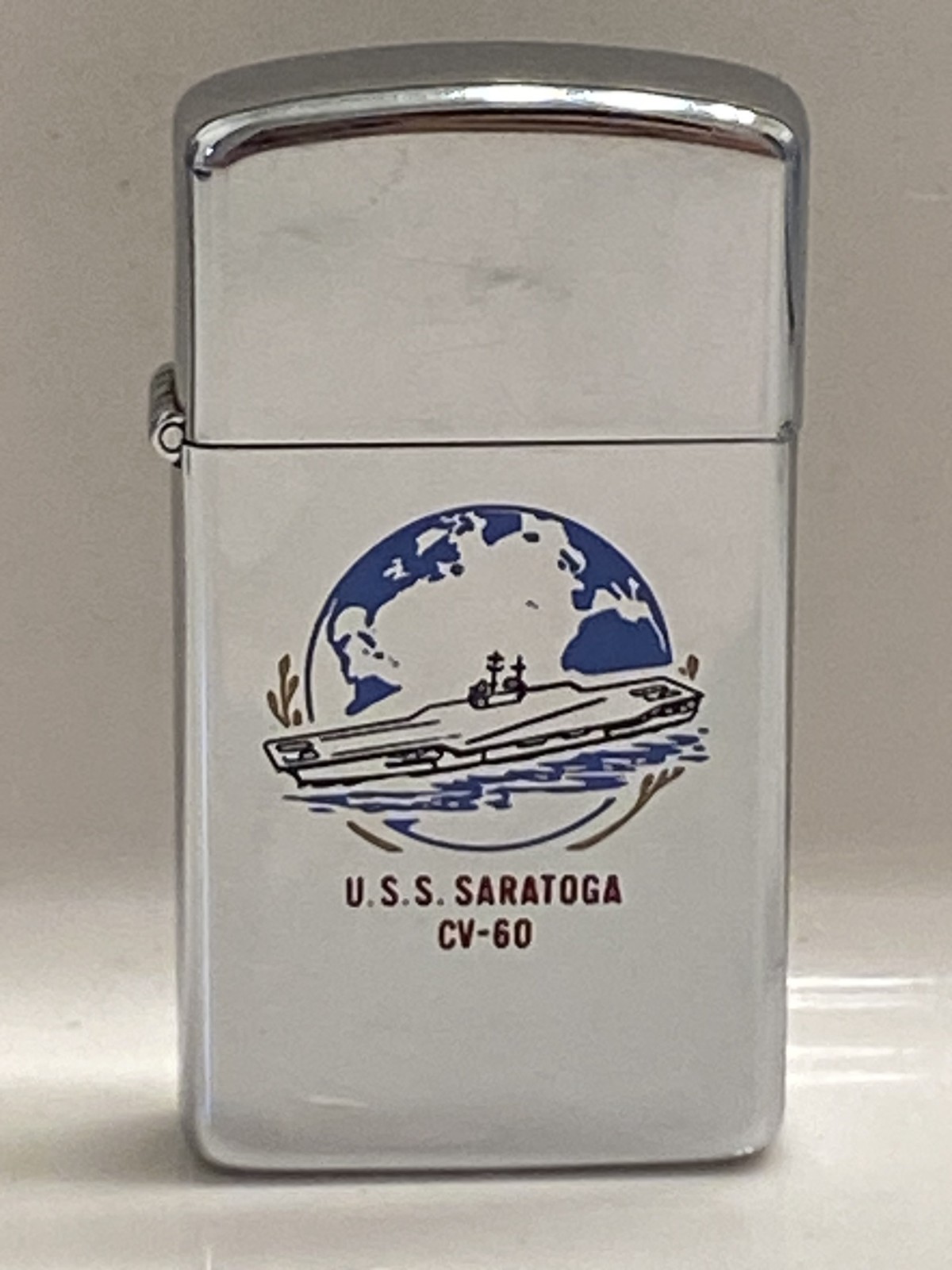 VINTAGE 1985 ZIPPO U.S.S. SARATOGA CV-60 SLIM LIGHTER