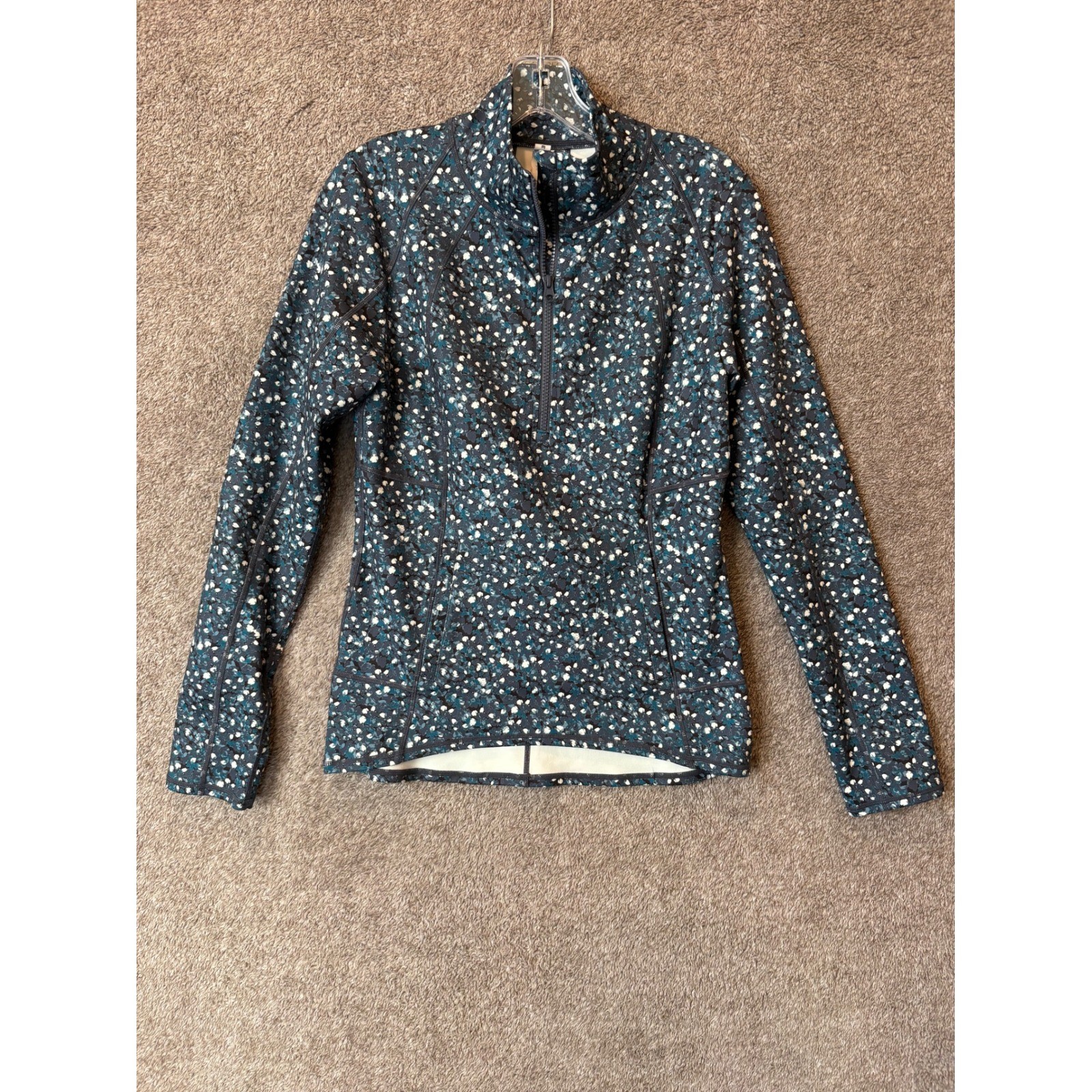Kinesis Womens Small Blue Abstract Floral Quarter Zip Pullover Activewear Top