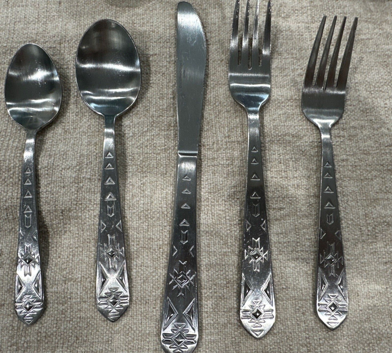 International Silver Pueblo Aztec Stainless Flatware Set Svc for 7-35 Pieces