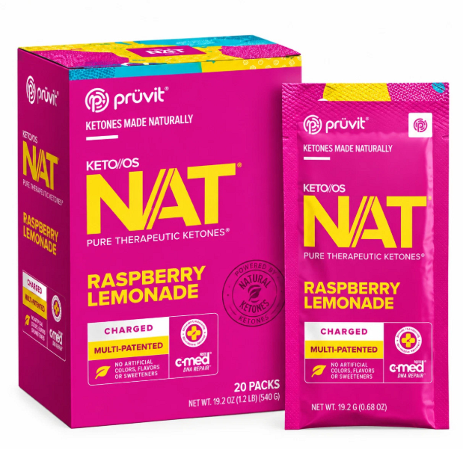 PRUVIT Keto OS NAT Raspberry Lemonade Charged 20 Pack New PRUVIT Keto OS NAT Raspberry Lemonade Charged 20 Pack New