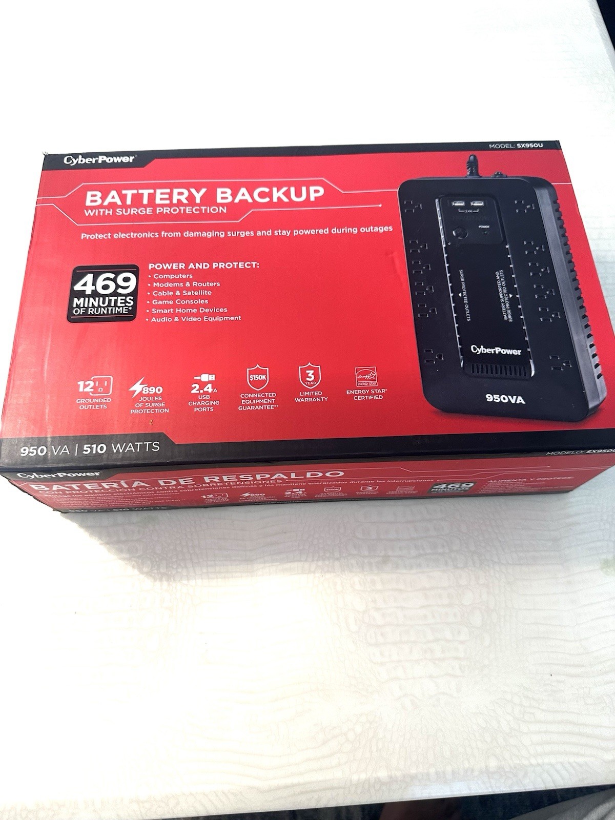 CyberPower SX950U 950VA Battery Backup System - Black CyberPower SX950U 950VA Battery Backup System - Black