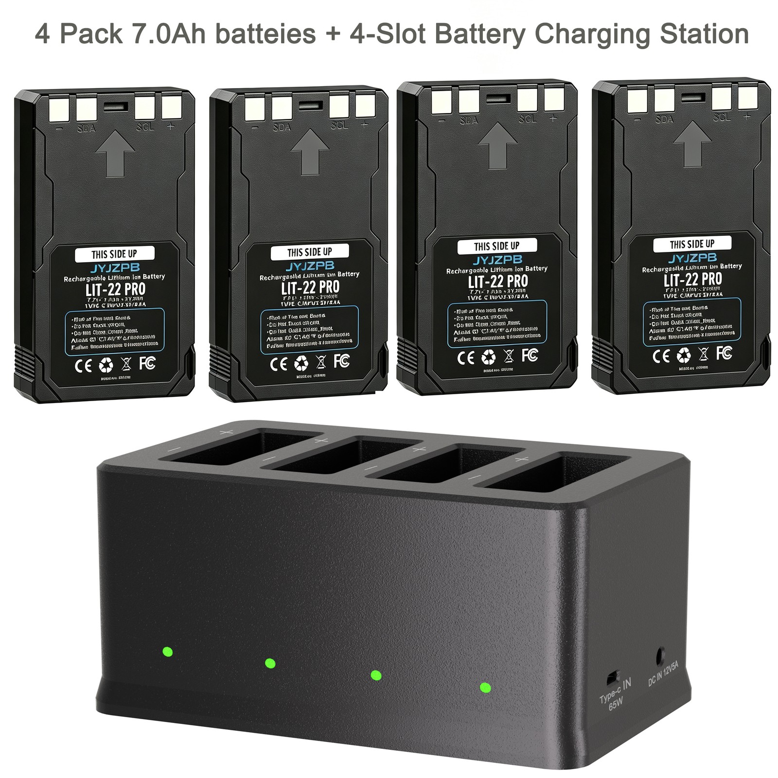 4Pack 7000mAh LIT-22 Battery & Charger Station for SPYPOINT Trail Camera Flex-M