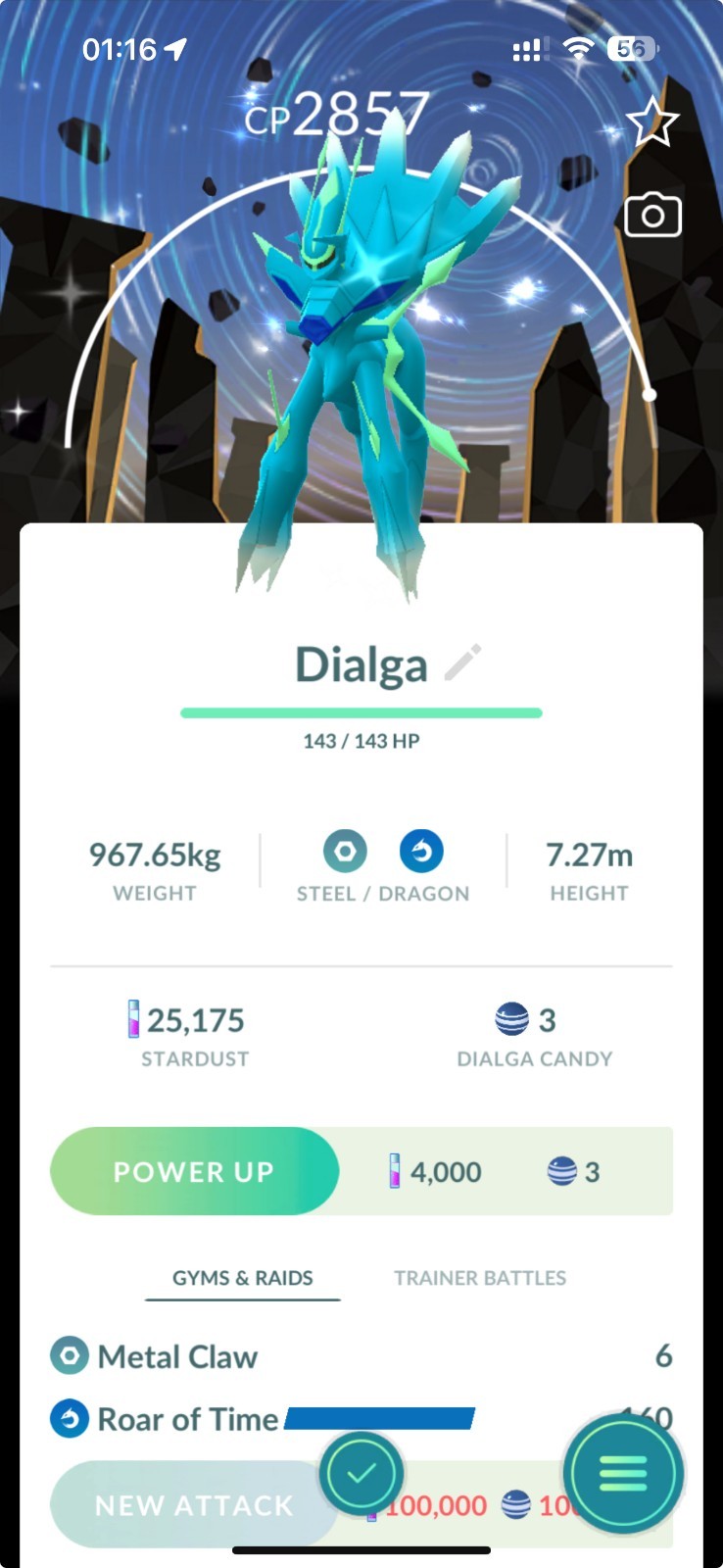 Shiny Origin Forme Dialga Roar of Time Background Diamond Go Tour Kalos