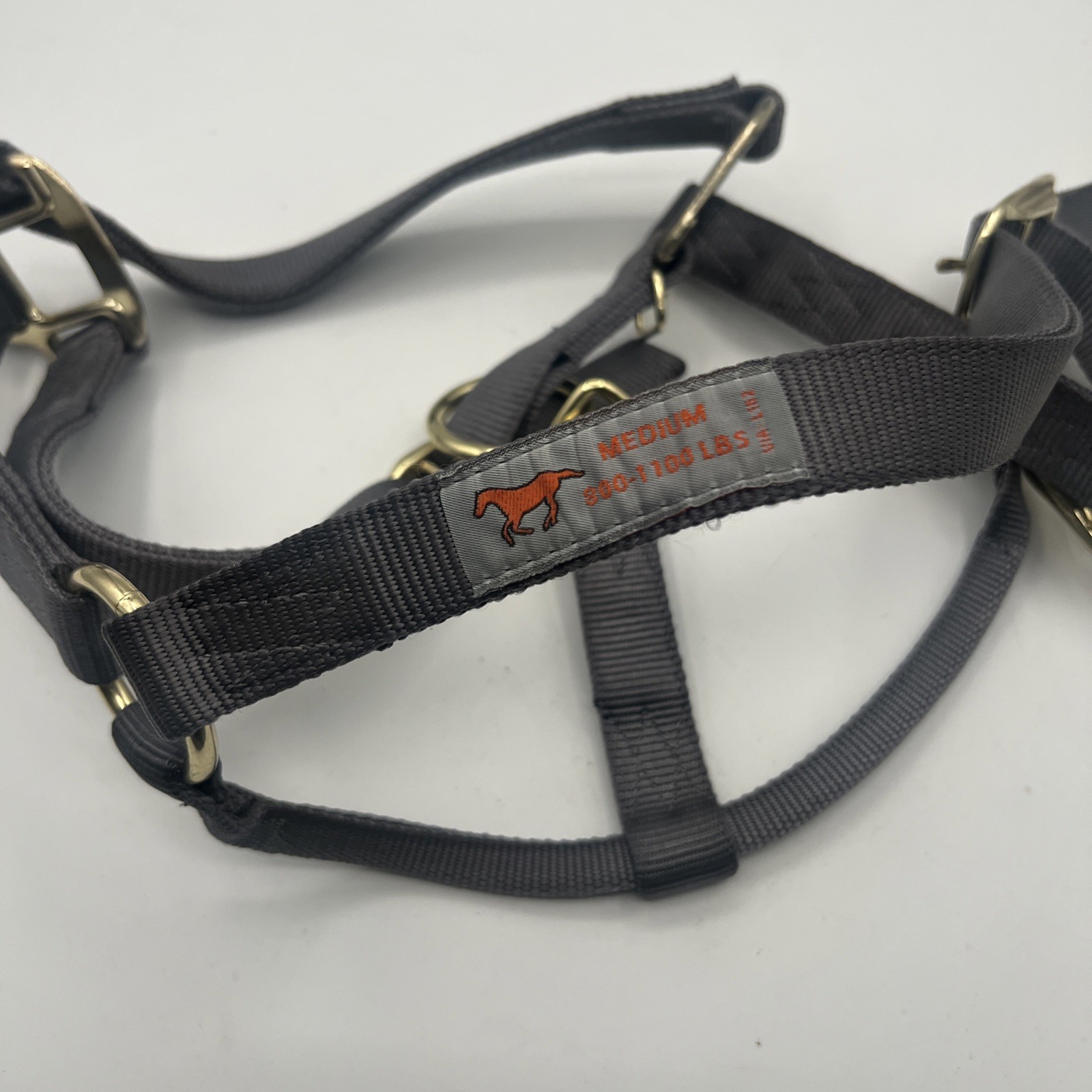 HORSE SIZE-READY MADE - Medium Grey Halter Set made of Nylon 800-1100 Lbs