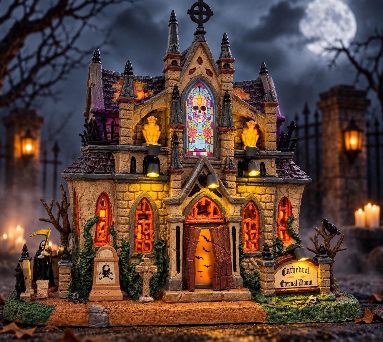 Lemax Spooky Town Cathedral of Eternal Doom Michael's Exclusive Lighted HTF
