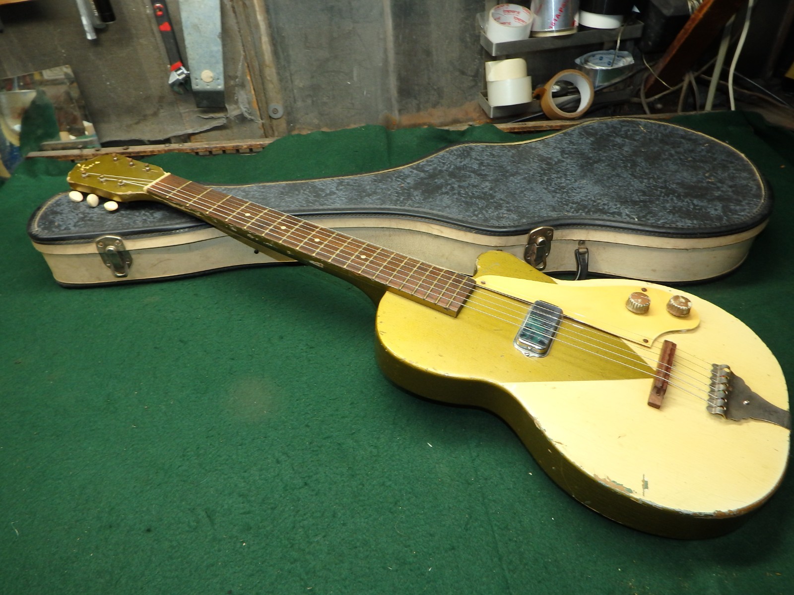 1957 Kay Vintage Neck Through Electric Guitar Copper Blond DECO Original w/ Case