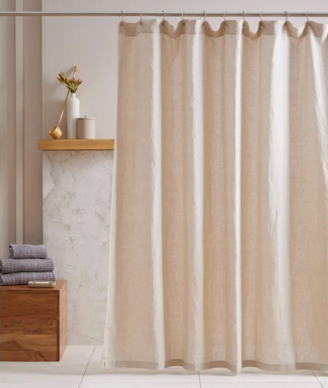 Quince European Linen Shower Curtain 72x72 Sand Discontinued OEKO-TEX 100% Linen Quince European Linen Shower Curtain 72x72 Sand Discontinued OEKO-TEX 100% Linen