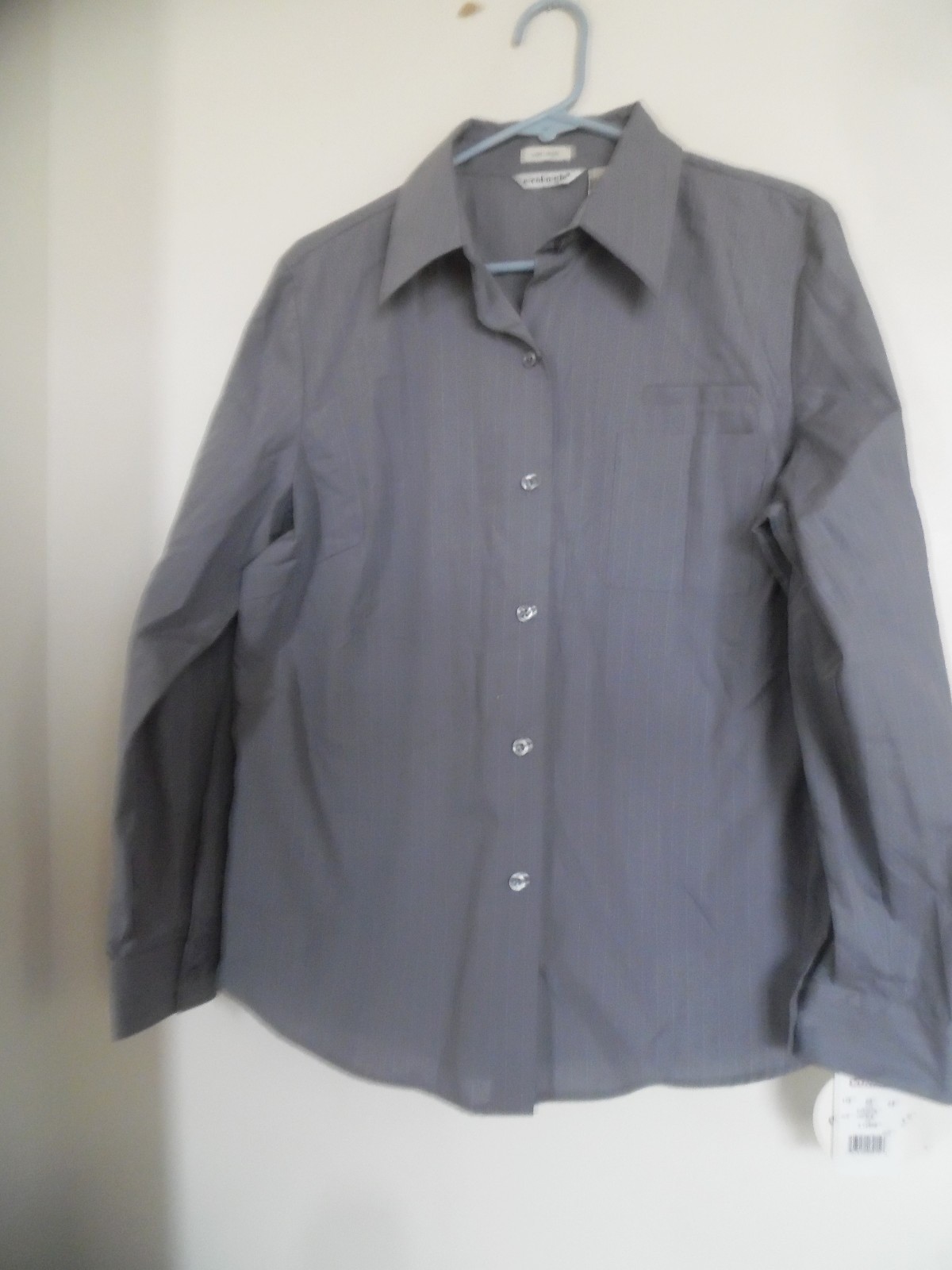 E-Col-O-GIE Women\'s Gray Striped Non Iron Shirt Top Blouse Size XL E-Col-O-GIE Women\'s Gray Striped Non Iron Shirt Top Blouse Size XL