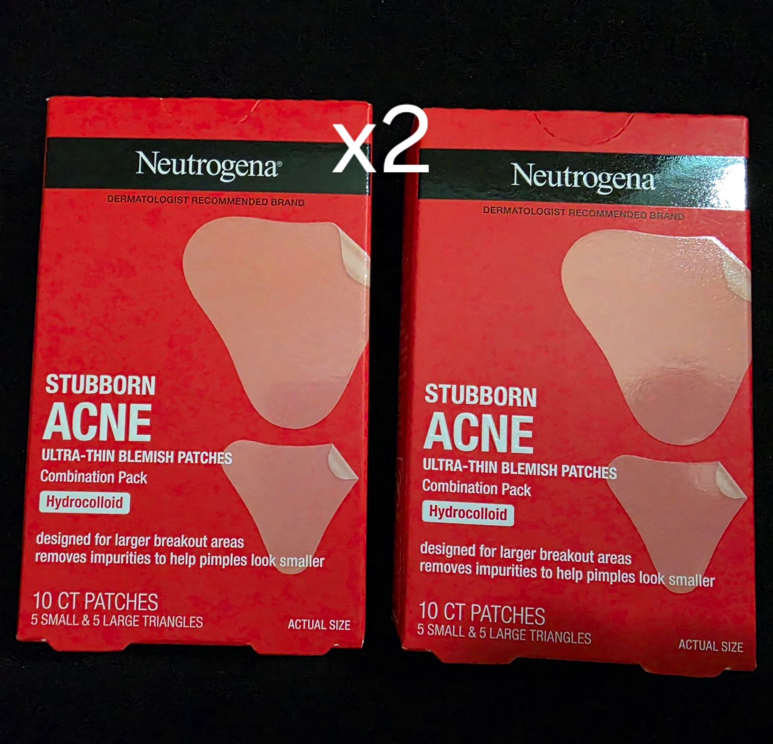 2 PacksNeutrogena Stubborn Acne Ultra-Thin Hydrocolloid Blemish Patches 2x10 ct