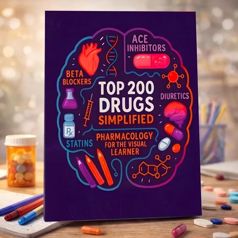 Top 200 Drugs Simplified Pharmacology Coloring Book & Study Guide Over 300+ p...