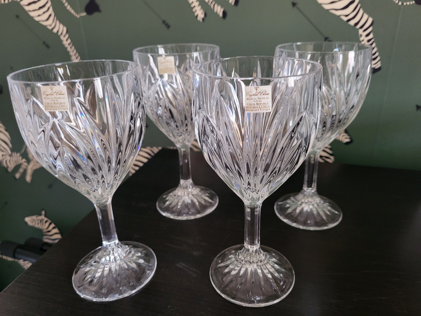 Vintage BOHEMIA Crystal Glasses Goblets \