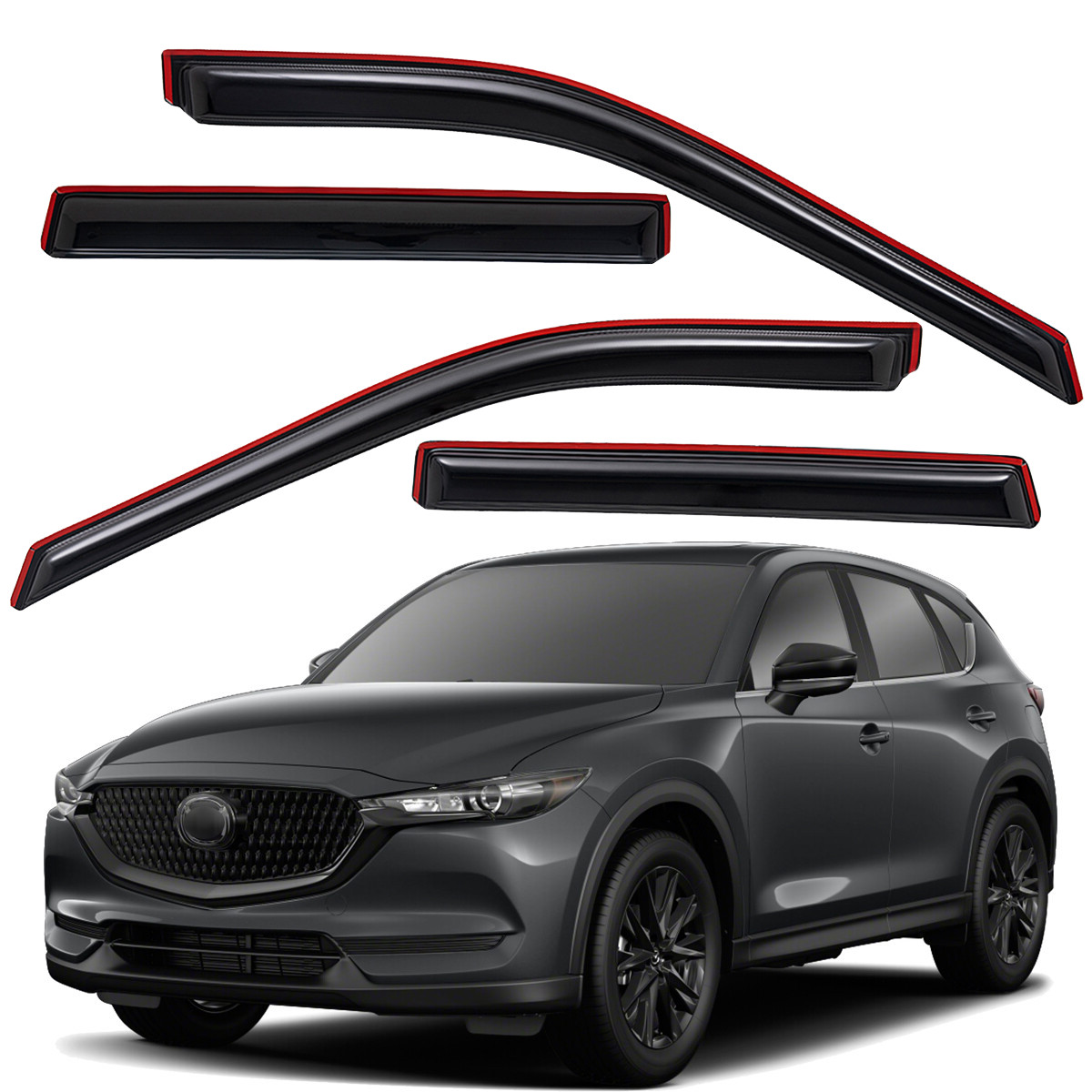 For 2017-2025 Mazda CX-5 In-Channel Window Visors Sun Rain Guard Vent Shade 