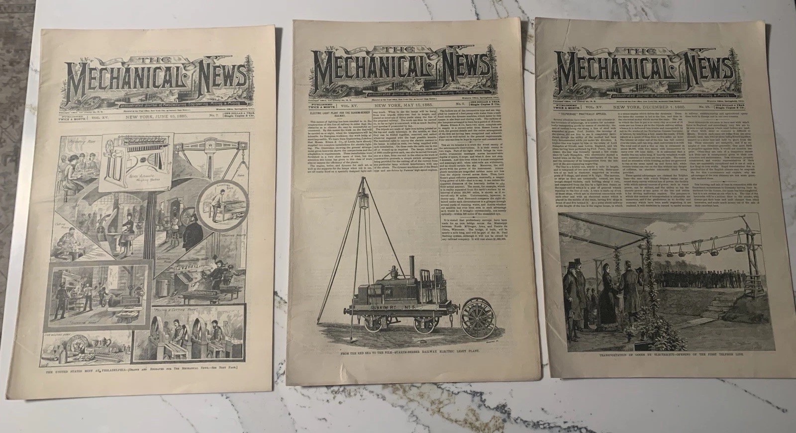 Lot Of Three Vintage Mechanical News Newspapers 1885 Rare Good Condition Lot Of Three Vintage Mechanical News Newspapers 1885 Rare Good Condition