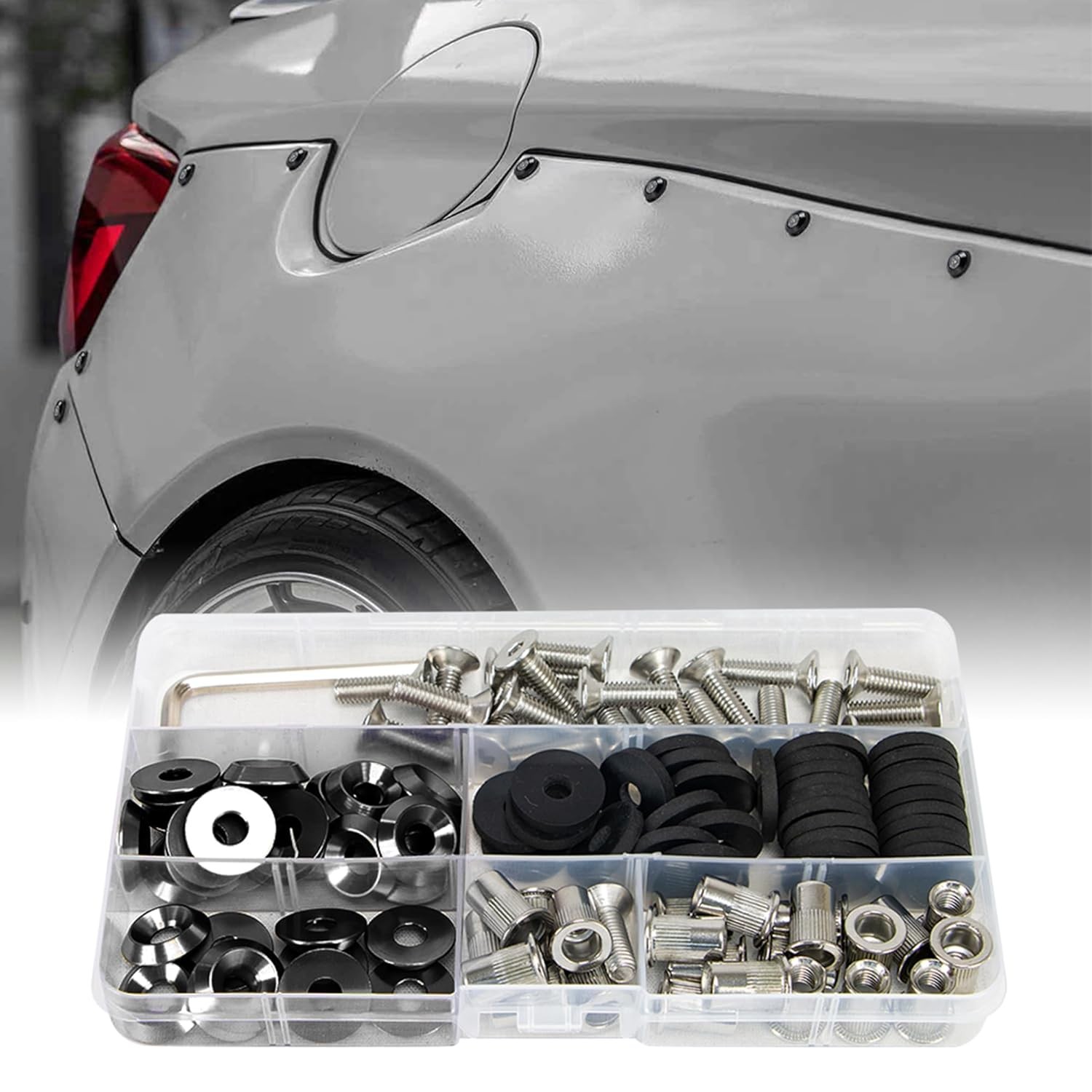 48PCS M6 x 18mm Black Aluminum Washer Hardware Kit for Fender Flare Widebody