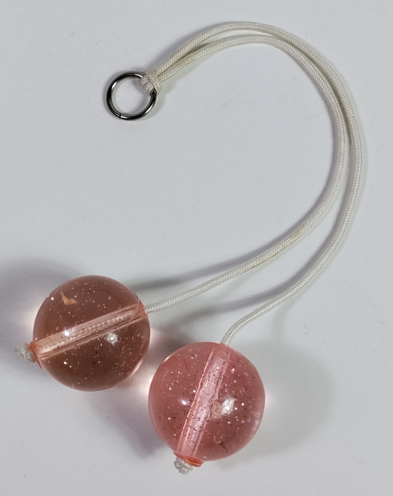 Vintage Original Pink Glitter Klik Klacks Clackers Click Clacks With Metal Ring
