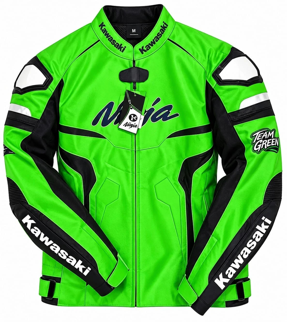 Kawaski Ninja Motercycle Geniune Cowhide Leather Jacket MOTO GP