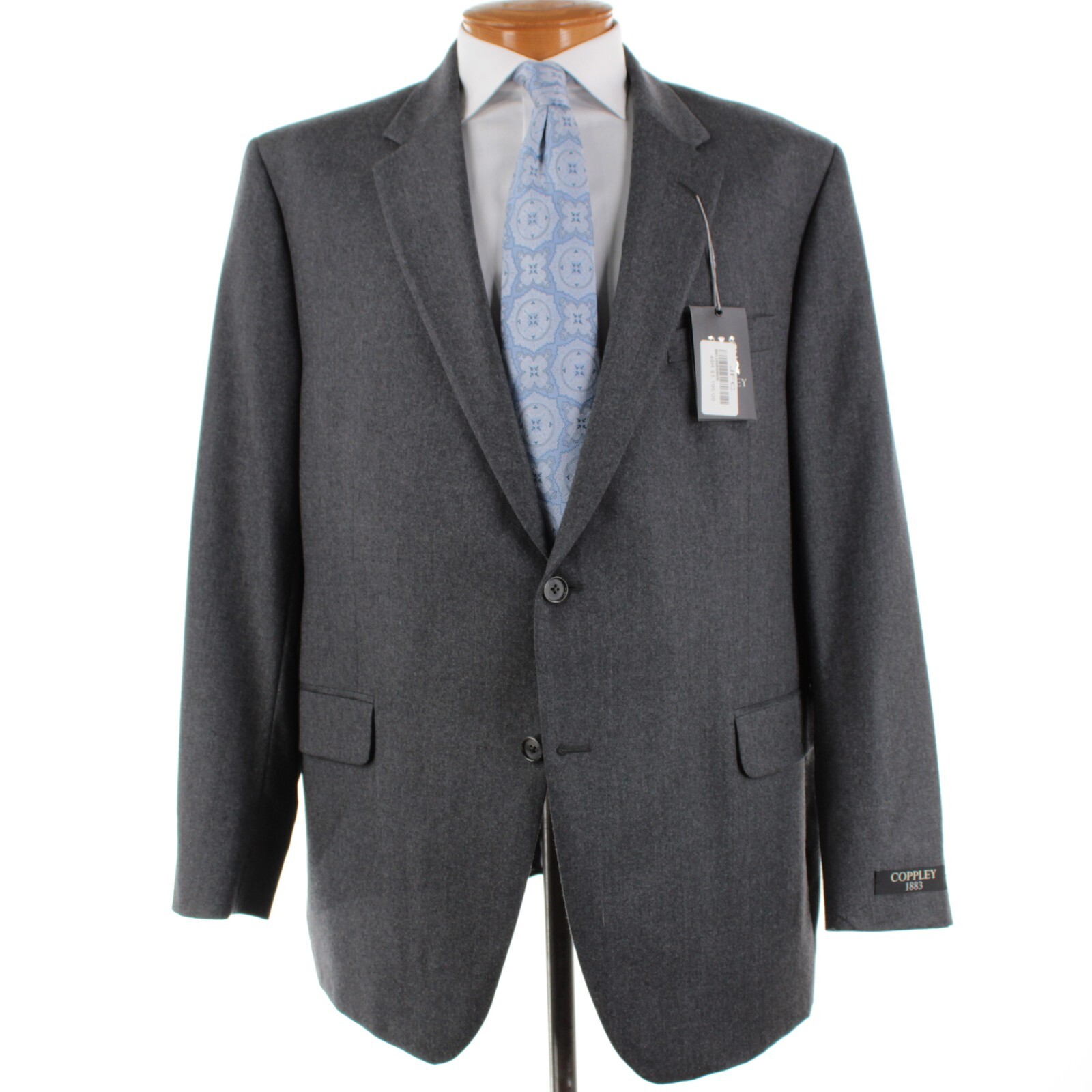 Coppley NWT Wool / Cashmere Flannel Two Piece Suit Size 48R In Gray Melange
