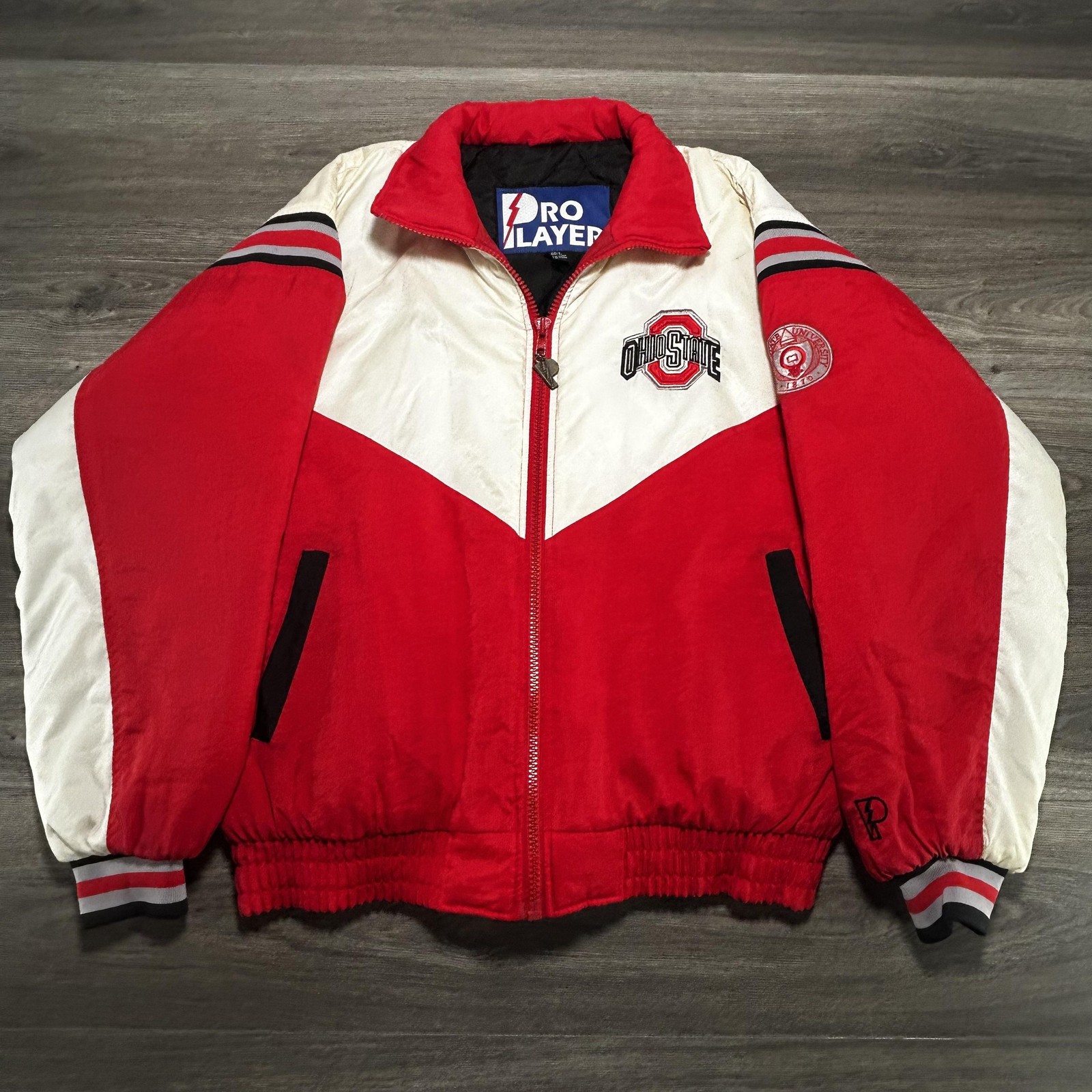 Vintage Ohio State Buckeyes Jacket Mens Large Red Football Pro Player 90s