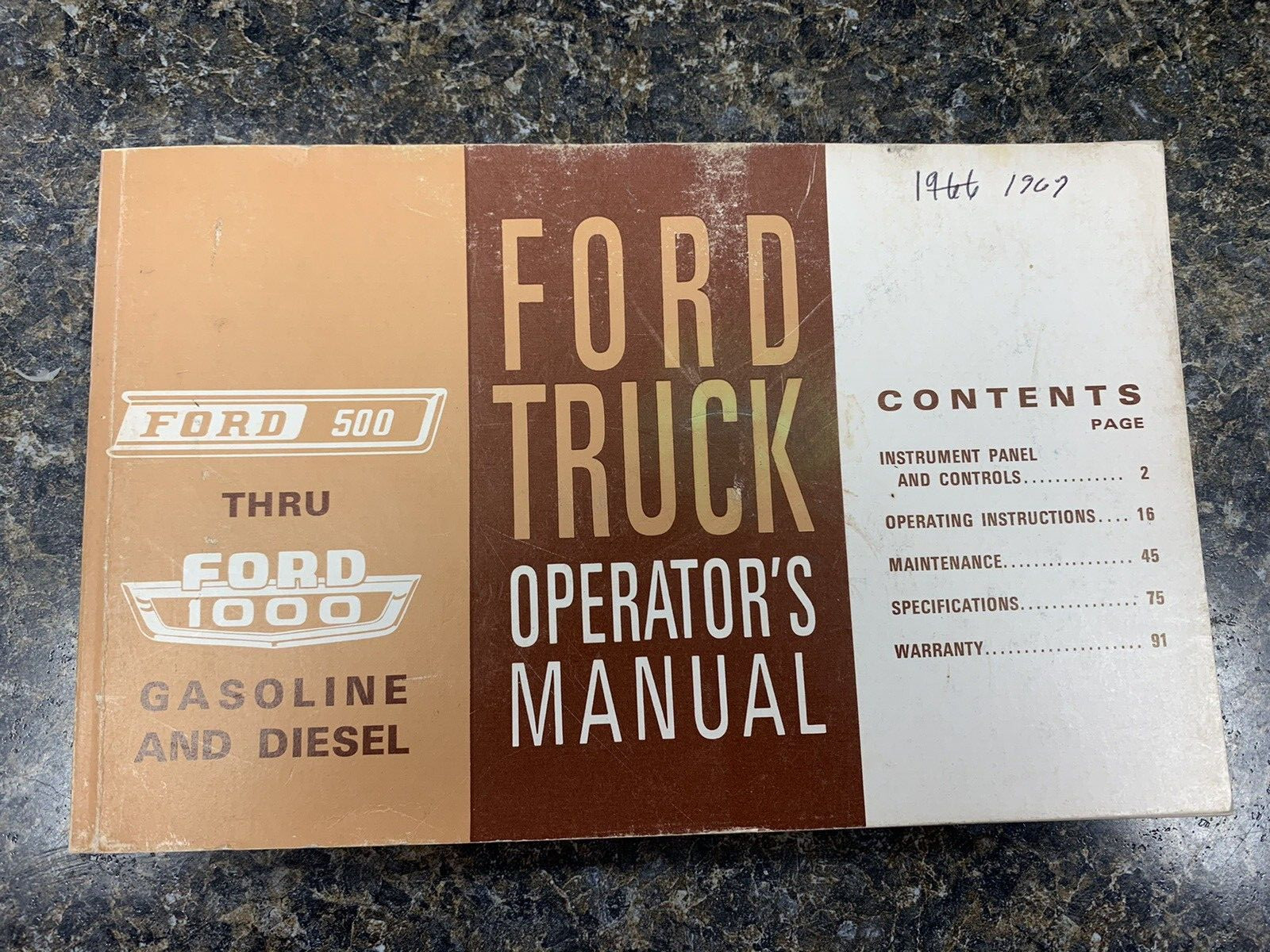 ORIGINAL 1966 FORD TRUCK 500 THRU 1000 OWNERS MANUAL (21B) ORIGINAL 1966 FORD TRUCK 500 THRU 1000 OWNERS MANUAL (21B)