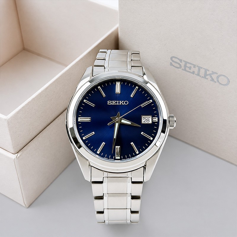 Seiko SUR309 Essentials Men's Blue Dial Stainless Steel Quartz Watch 40.2mm New