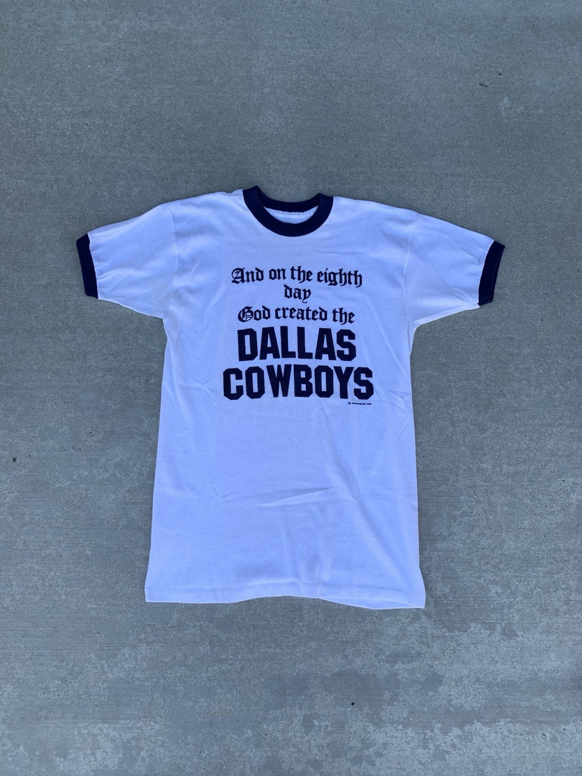 VTG 1979 Dallas Cowboys Ringer Single Stitch 70s NFL Block Text Shirt Size S VTG 1979 Dallas Cowboys Ringer Single Stitch 70s NFL Block Text Shirt Size S