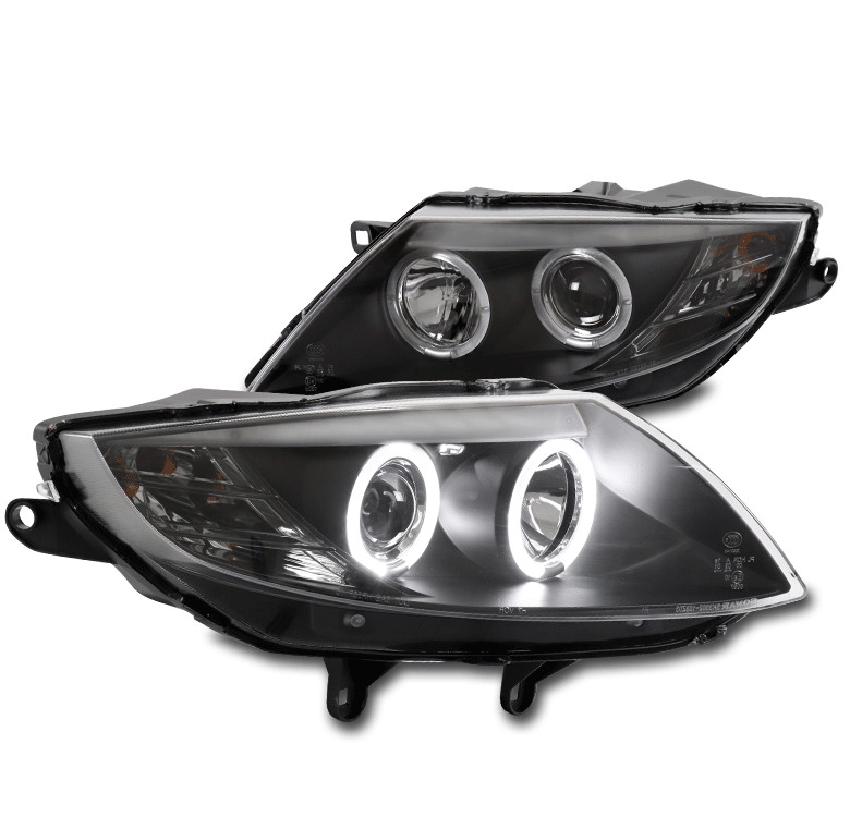For 03-08 BMW Z4 Dual Halo Halogen Projector Headlights Headlamp Lamp Black L+R
