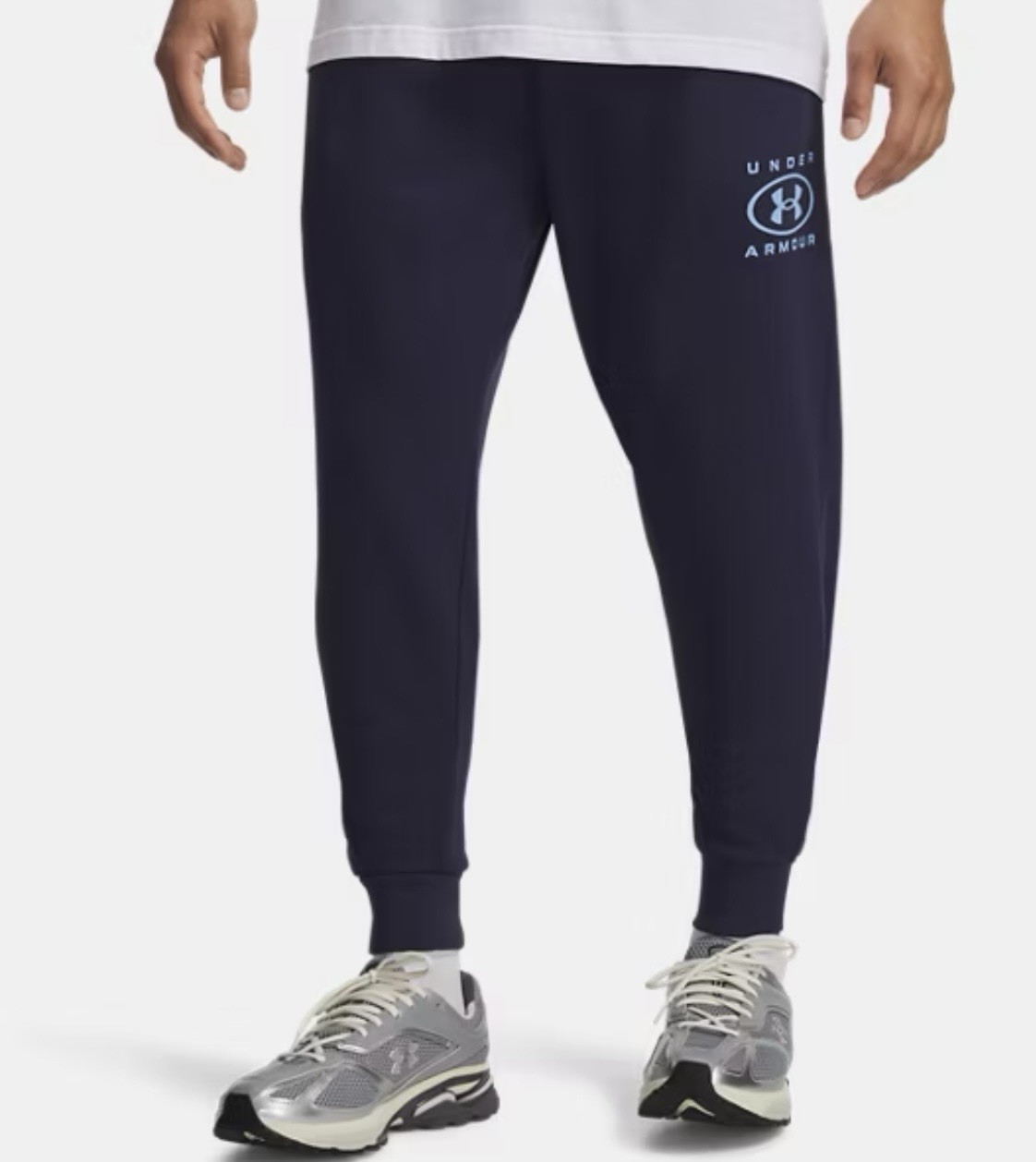 NWT Under Armour UA Men\'s Joggers Rival Textured Logo Pants Navy Blue Size L NWT Under Armour UA Men\'s Joggers Rival Textured Logo Pants Navy Blue Size L