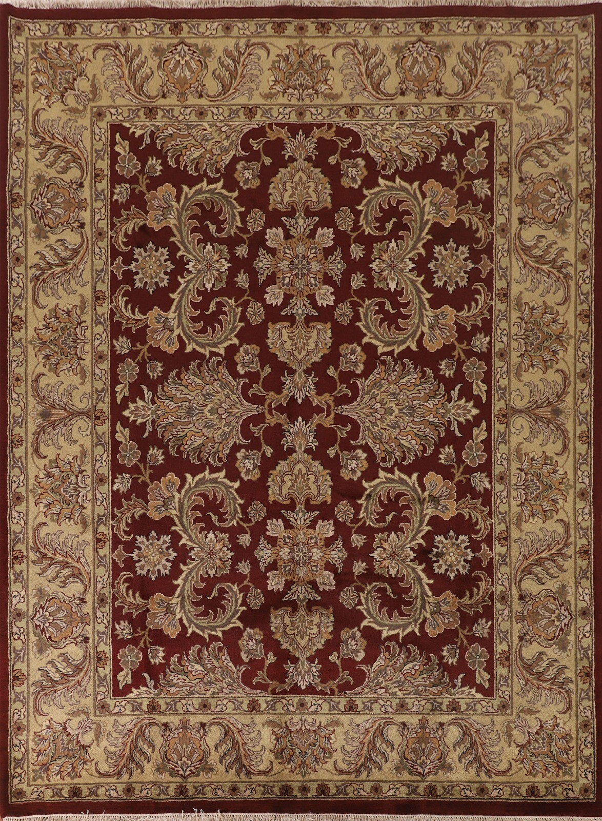 Floral Agra Area Rug 8x10 Hand-knotted Wool Indian Living Room Carpet