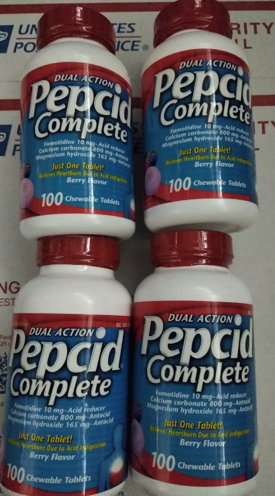 Pepcid Complete 10mg, Berry, 100 Chewable Tablets x 4 =400 Total EXP date 6/27+ Pepcid Complete 10mg, Berry, 100 Chewable Tablets x 4 =400 Total EXP date 6/27+